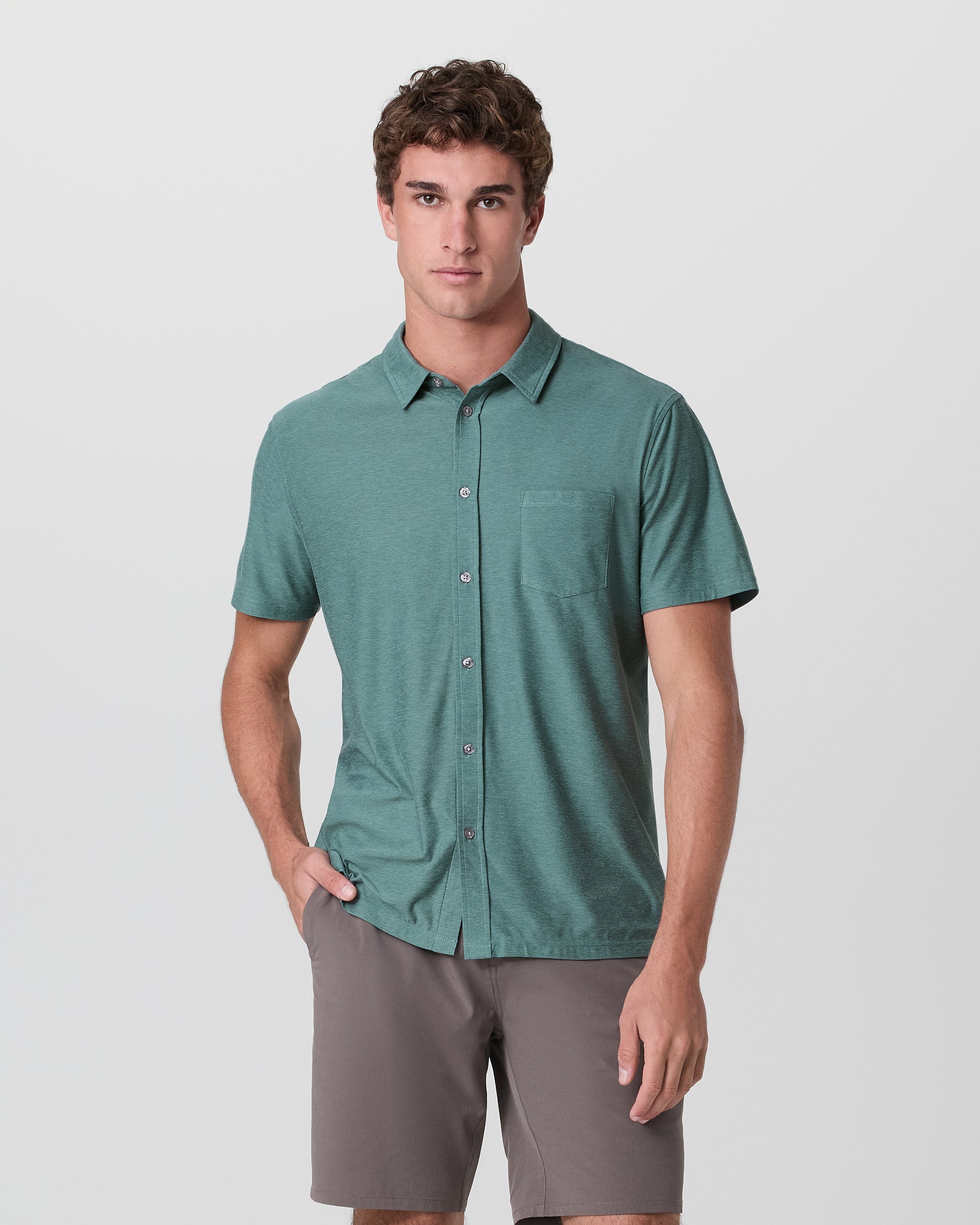 Short Sleeve Strato Button Down | Bluegrass Heather