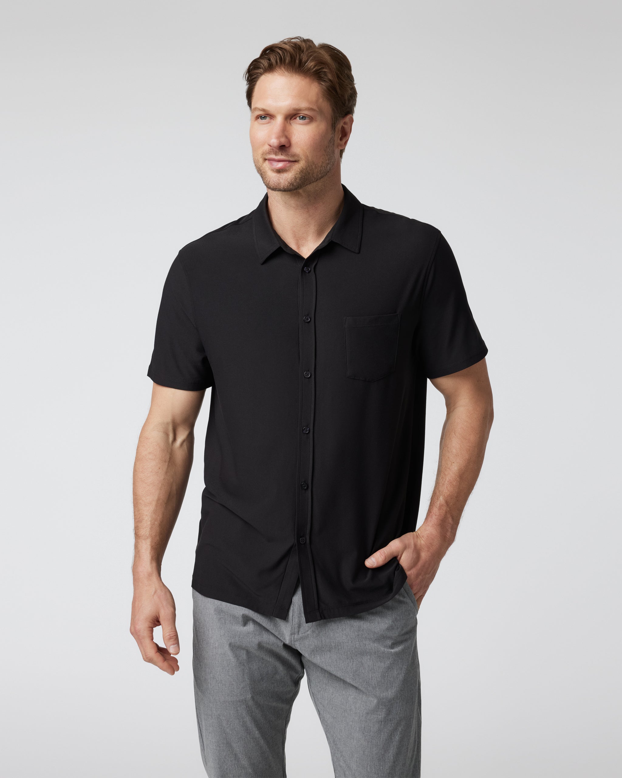 Short Sleeve Strato Button Down | Black