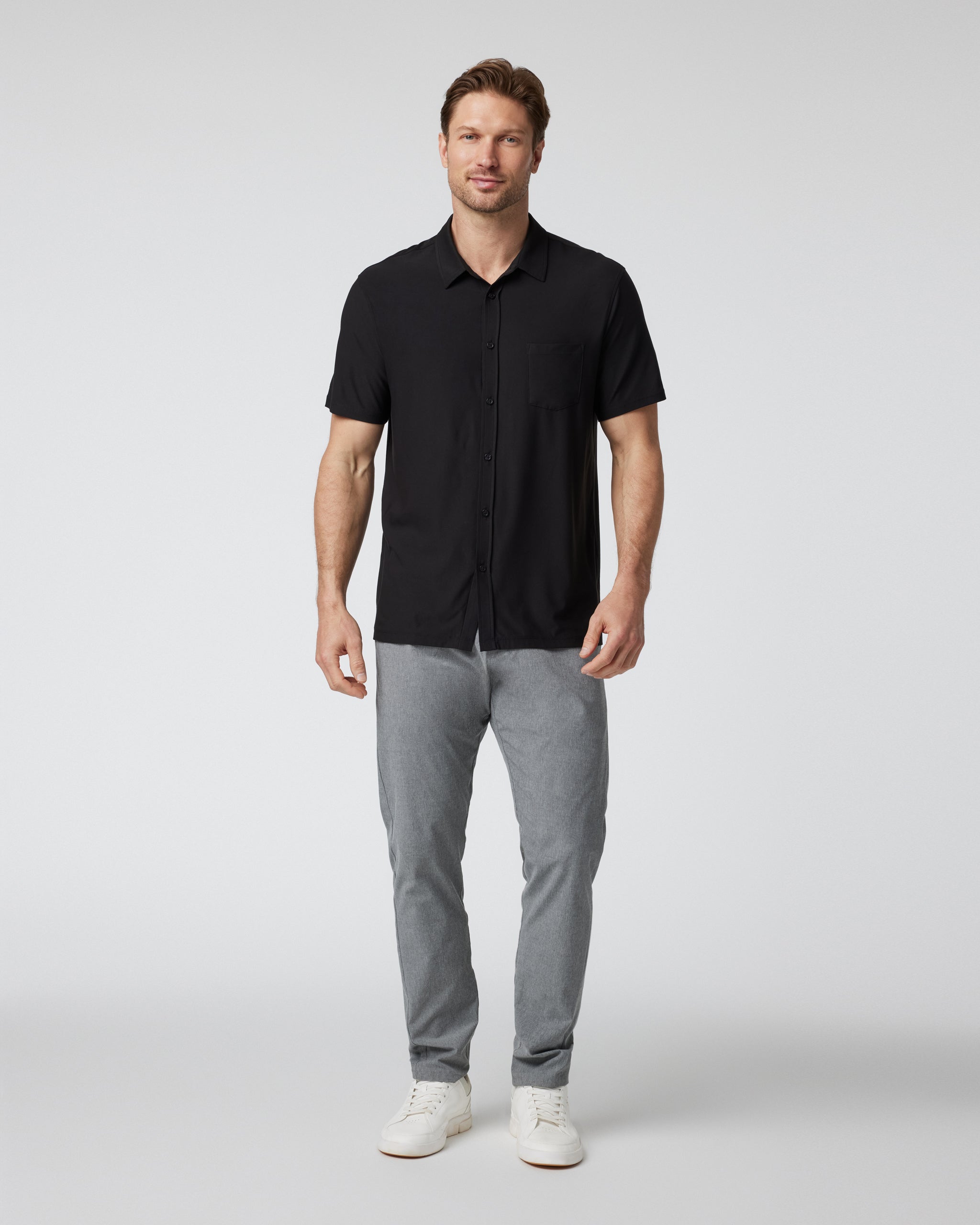 Short Sleeve Strato Button Down | Black