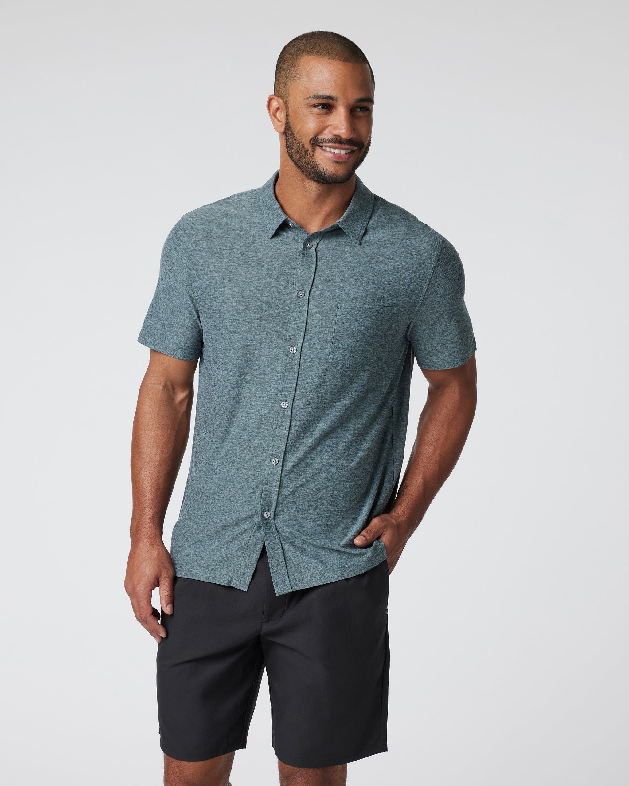 Short Sleeve Strato Button Down | Kashmir Heather