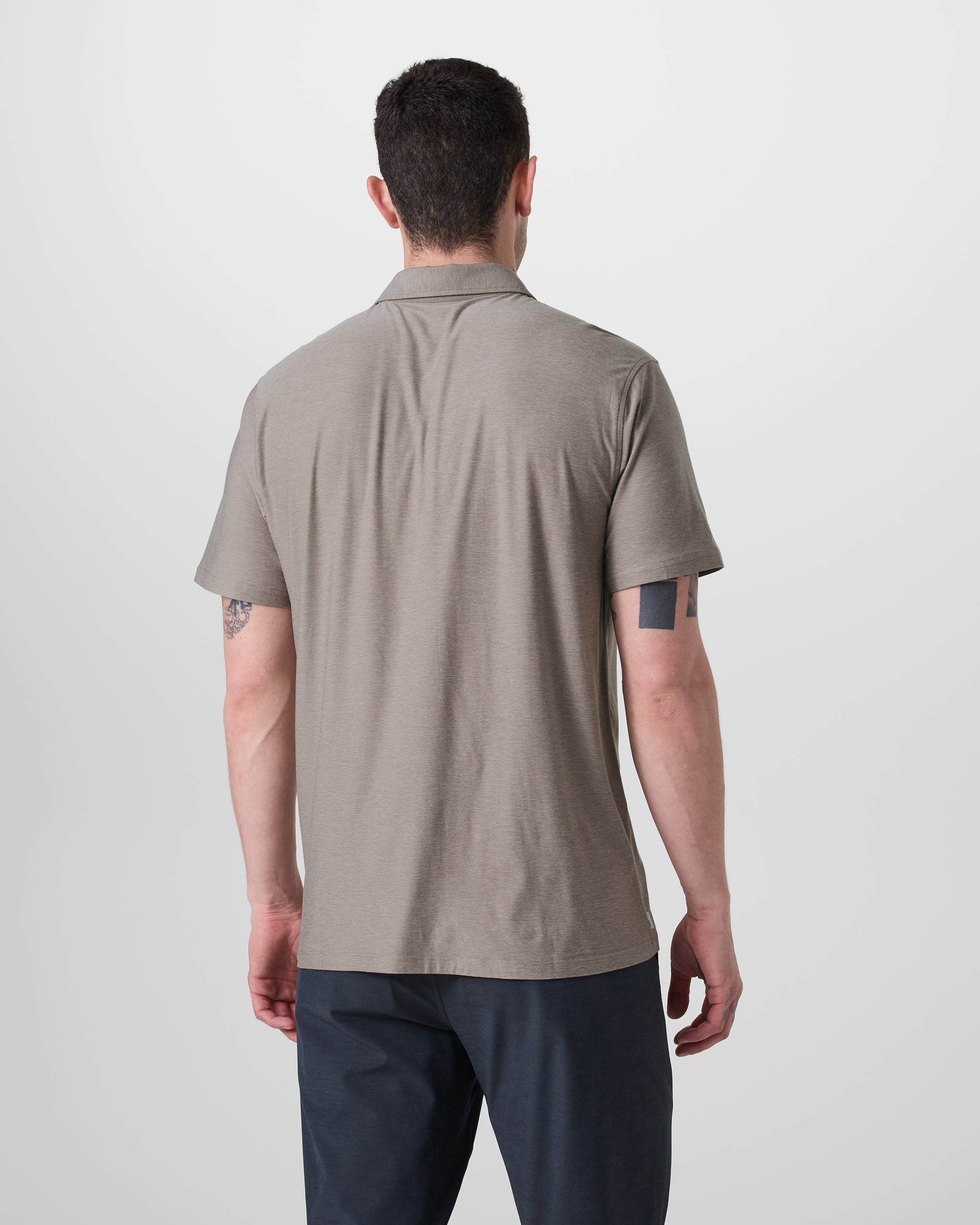 Short Sleeve Strato Button Down | Mocha Heather