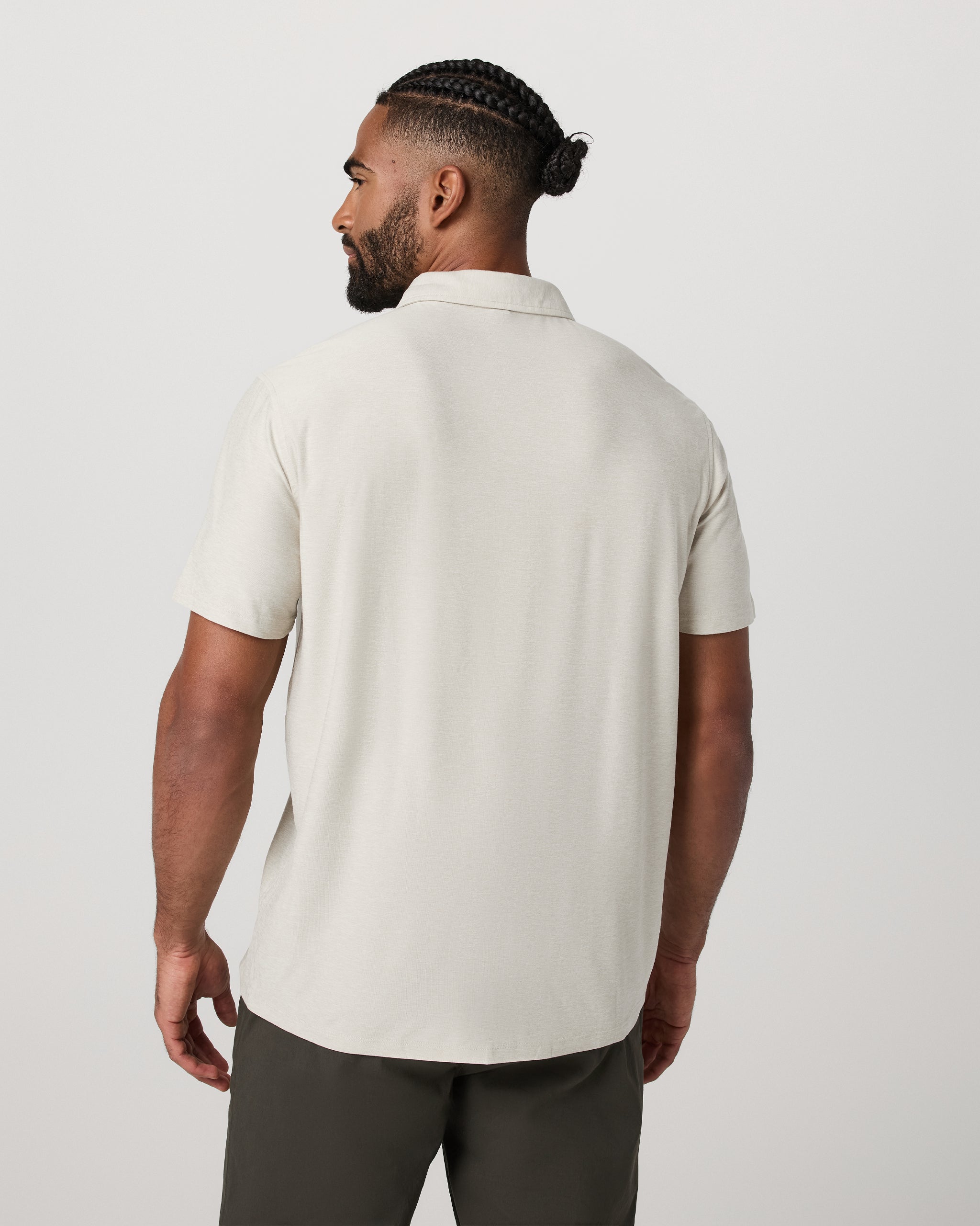 Short Sleeve Strato Button Down | Mushroom Heather