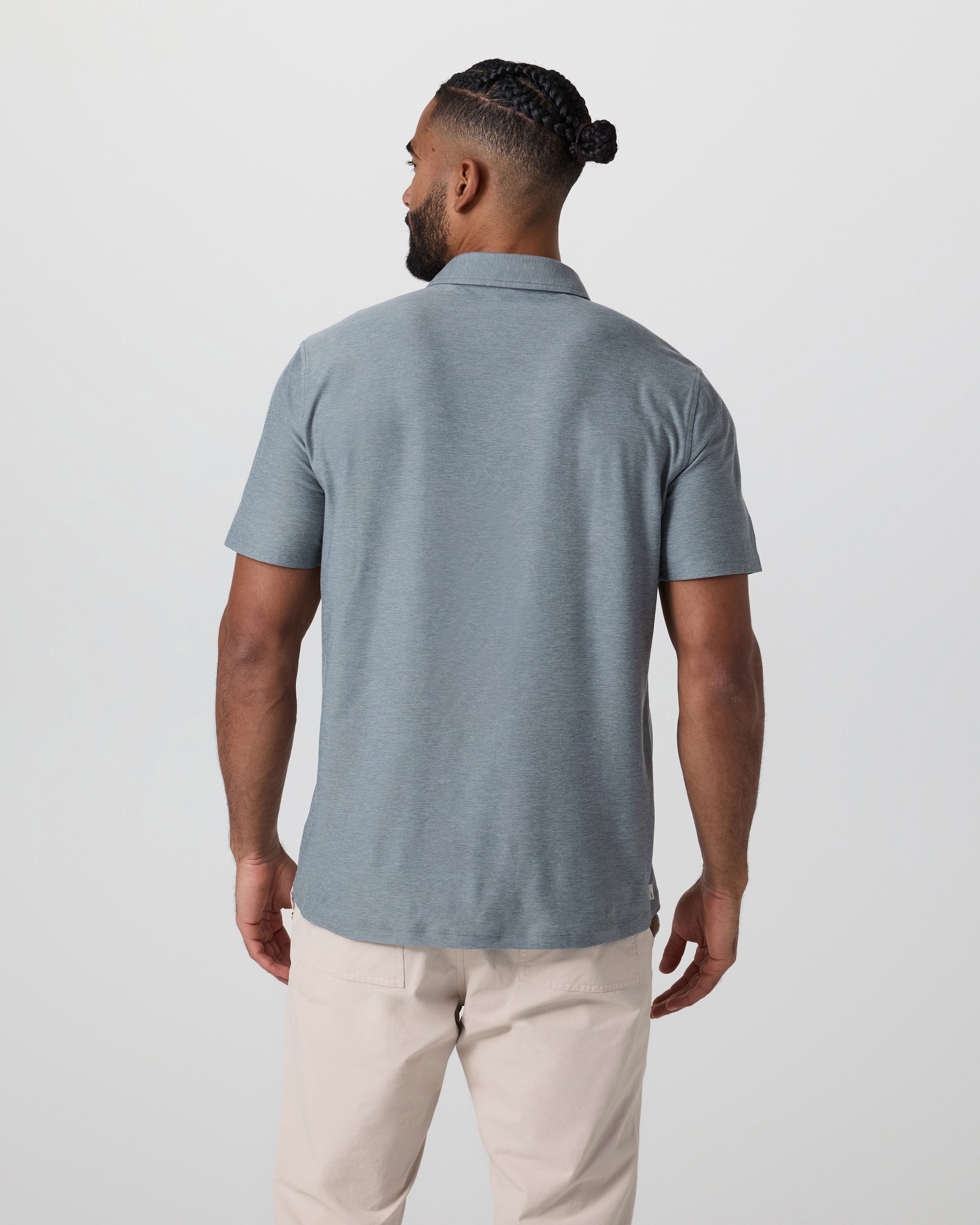 Short Sleeve Strato Button Down | Dusty Blue Heather