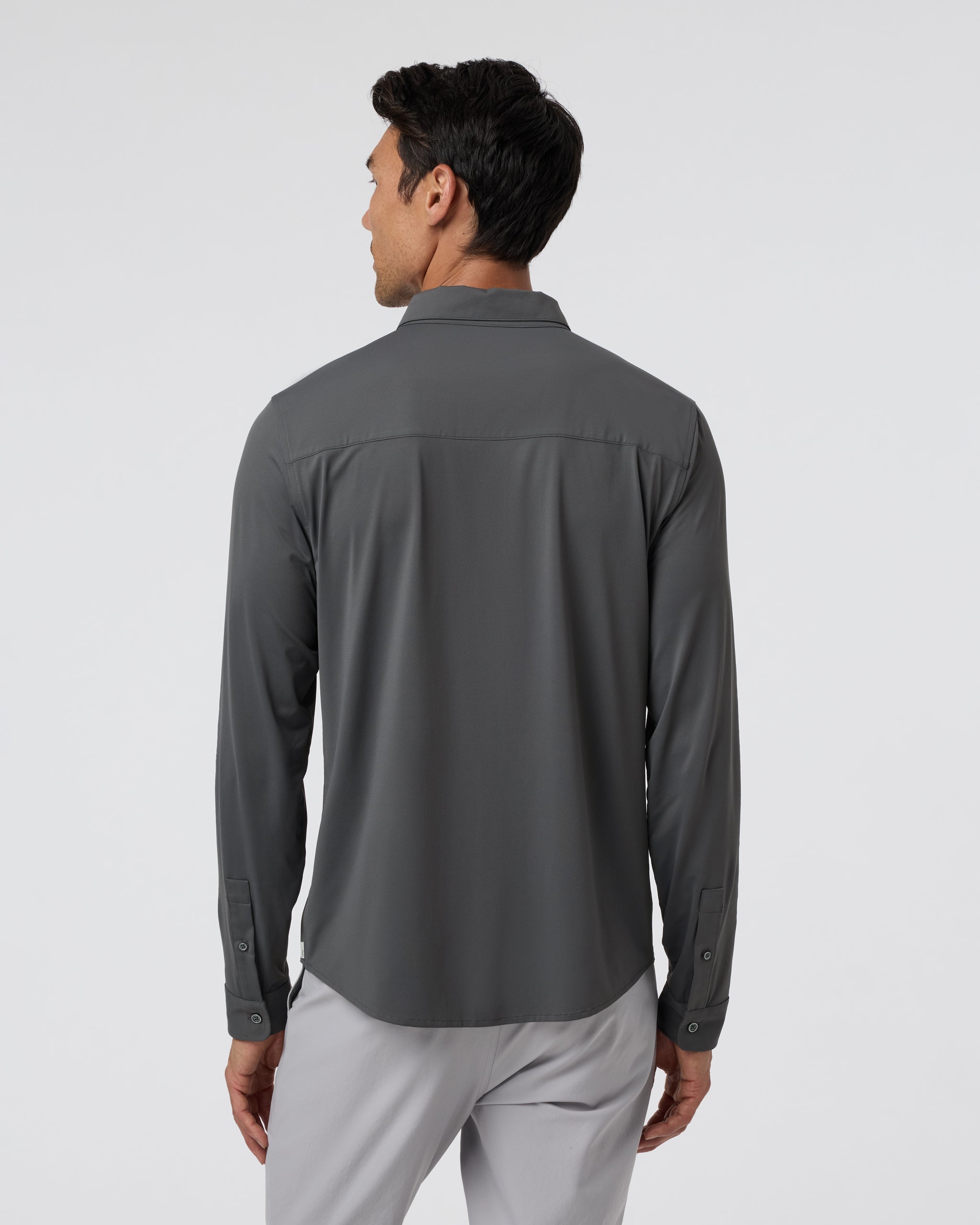Long Sleeve TravelLite Button Down | Dark Pewter