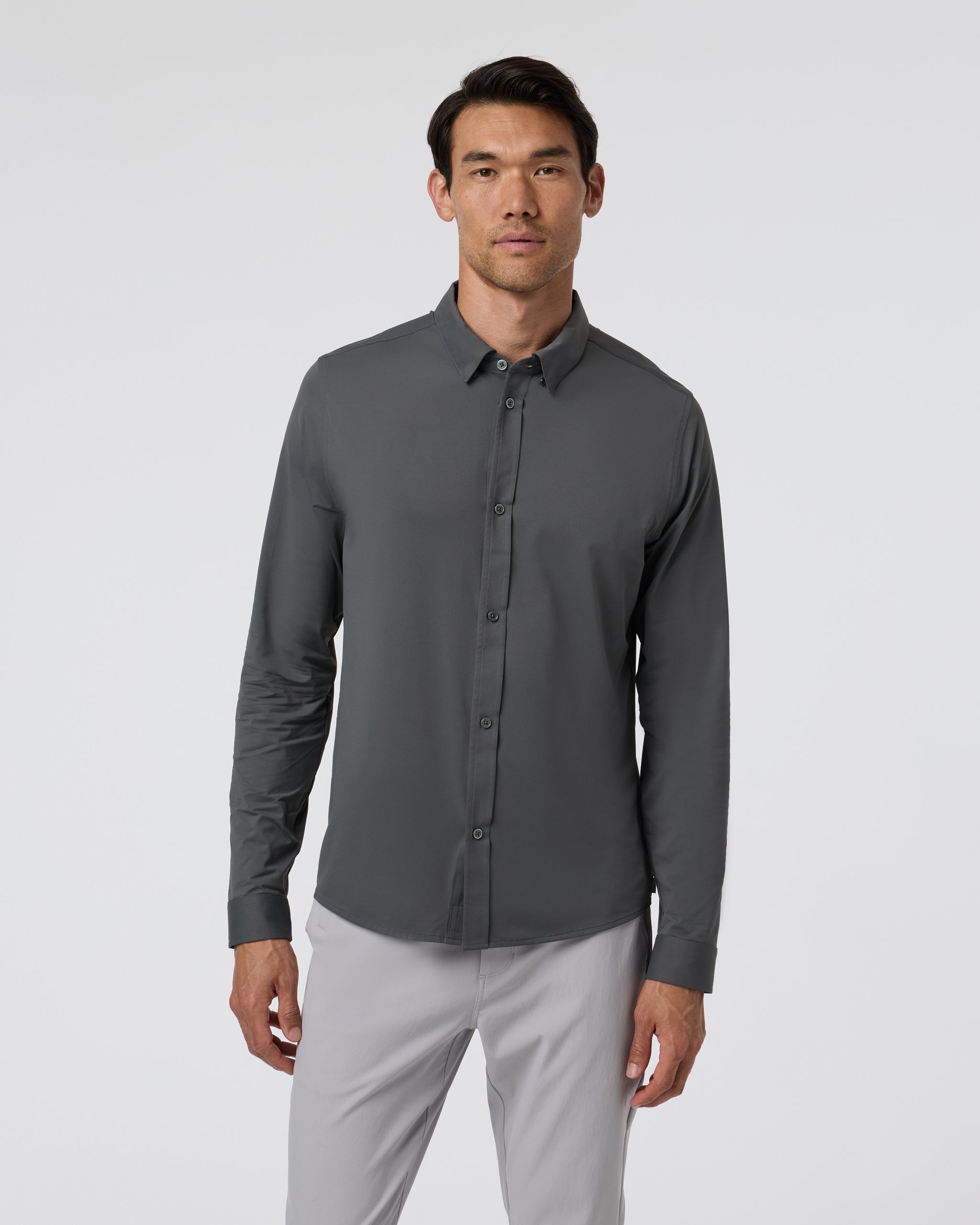 Long Sleeve TravelLite Button Down | Dark Pewter