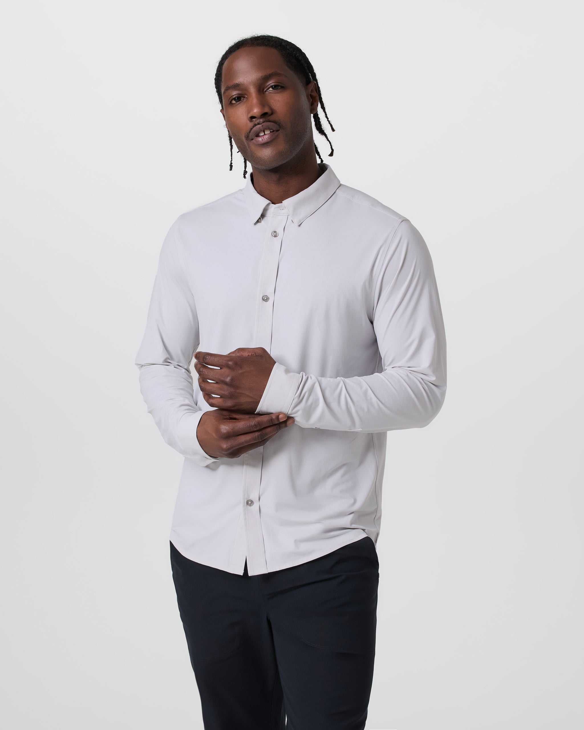 Long Sleeve TravelLite Button Down | Frost Grey