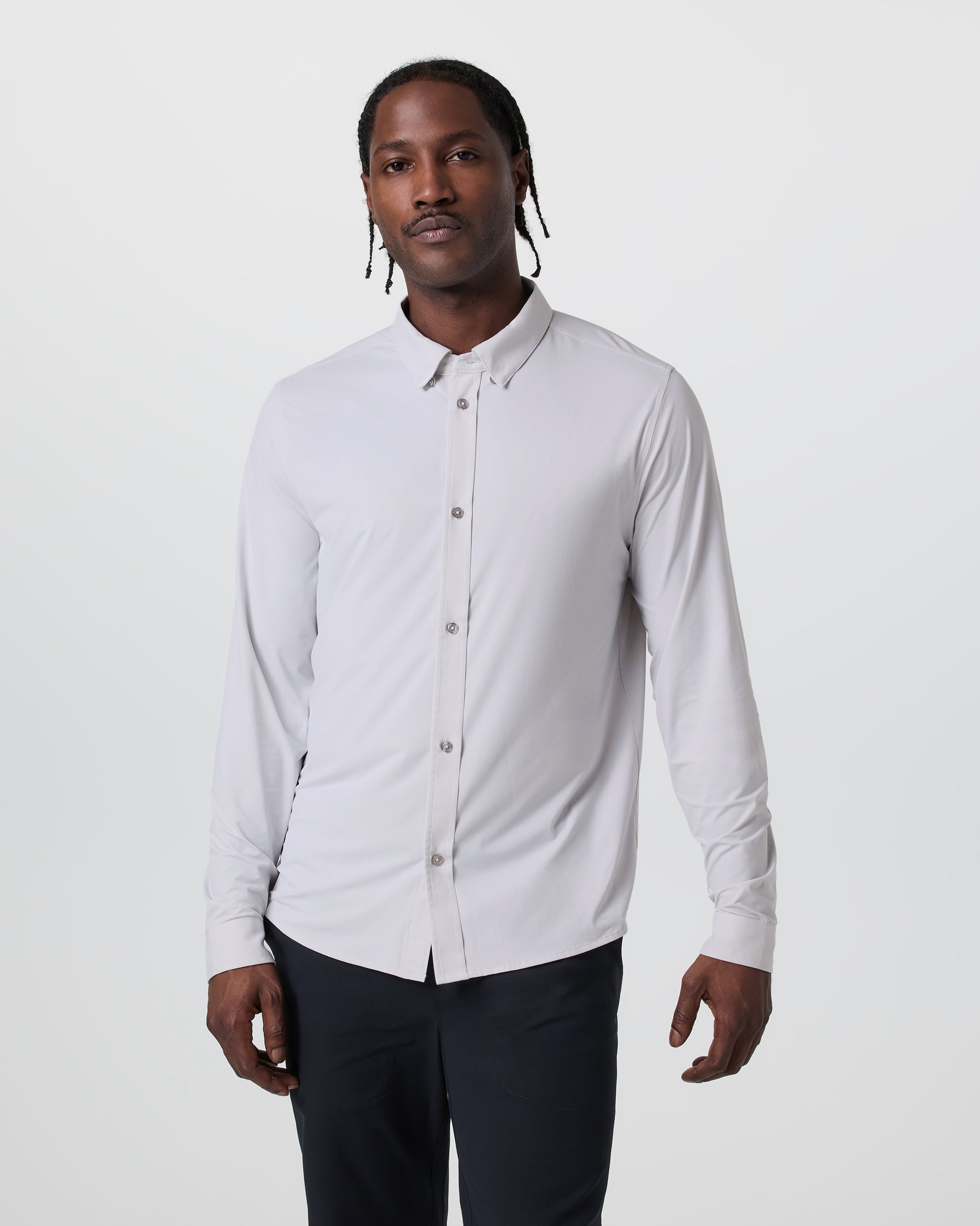 Long Sleeve TravelLite Button Down | Frost Grey