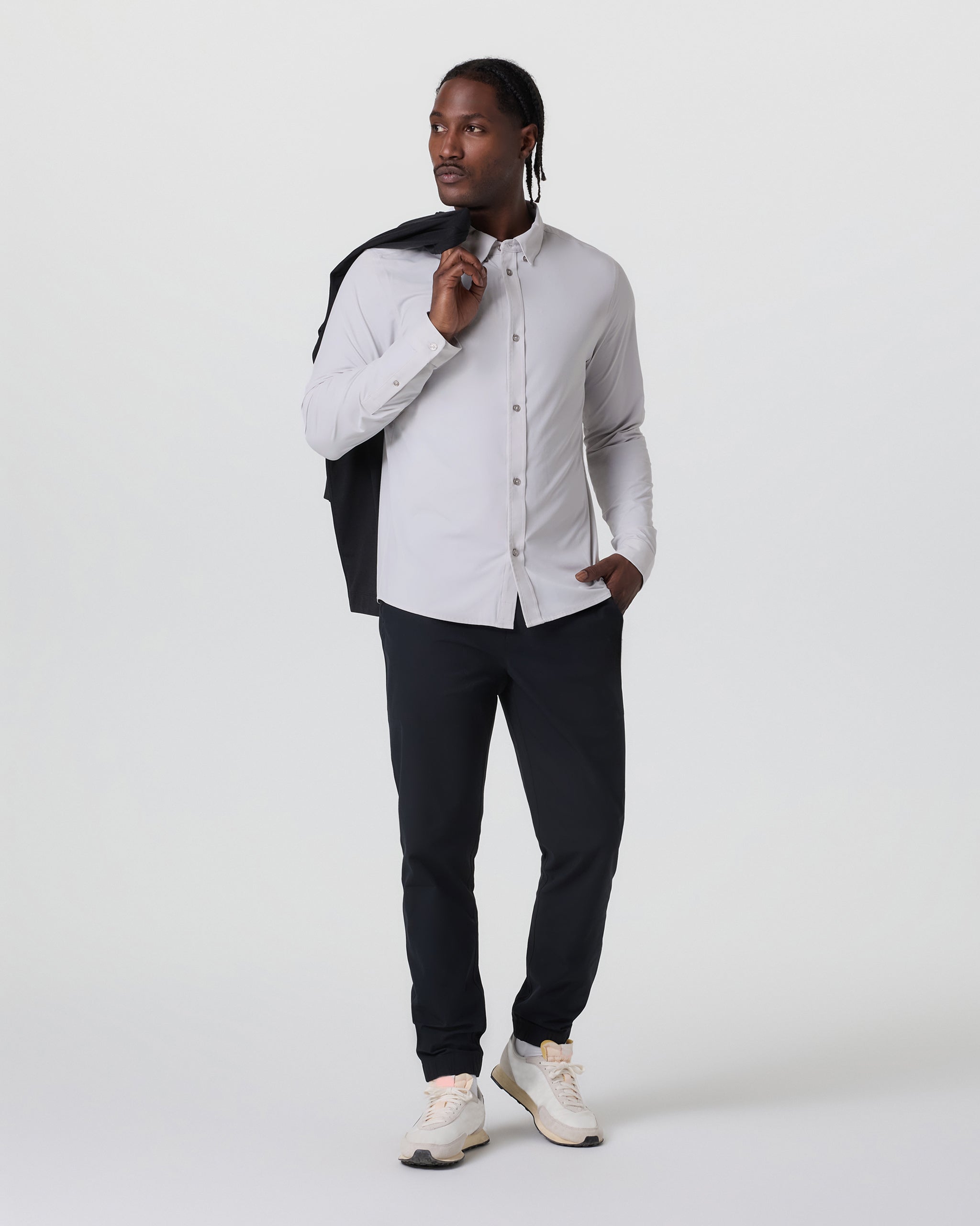 Long Sleeve TravelLite Button Down | Frost Grey