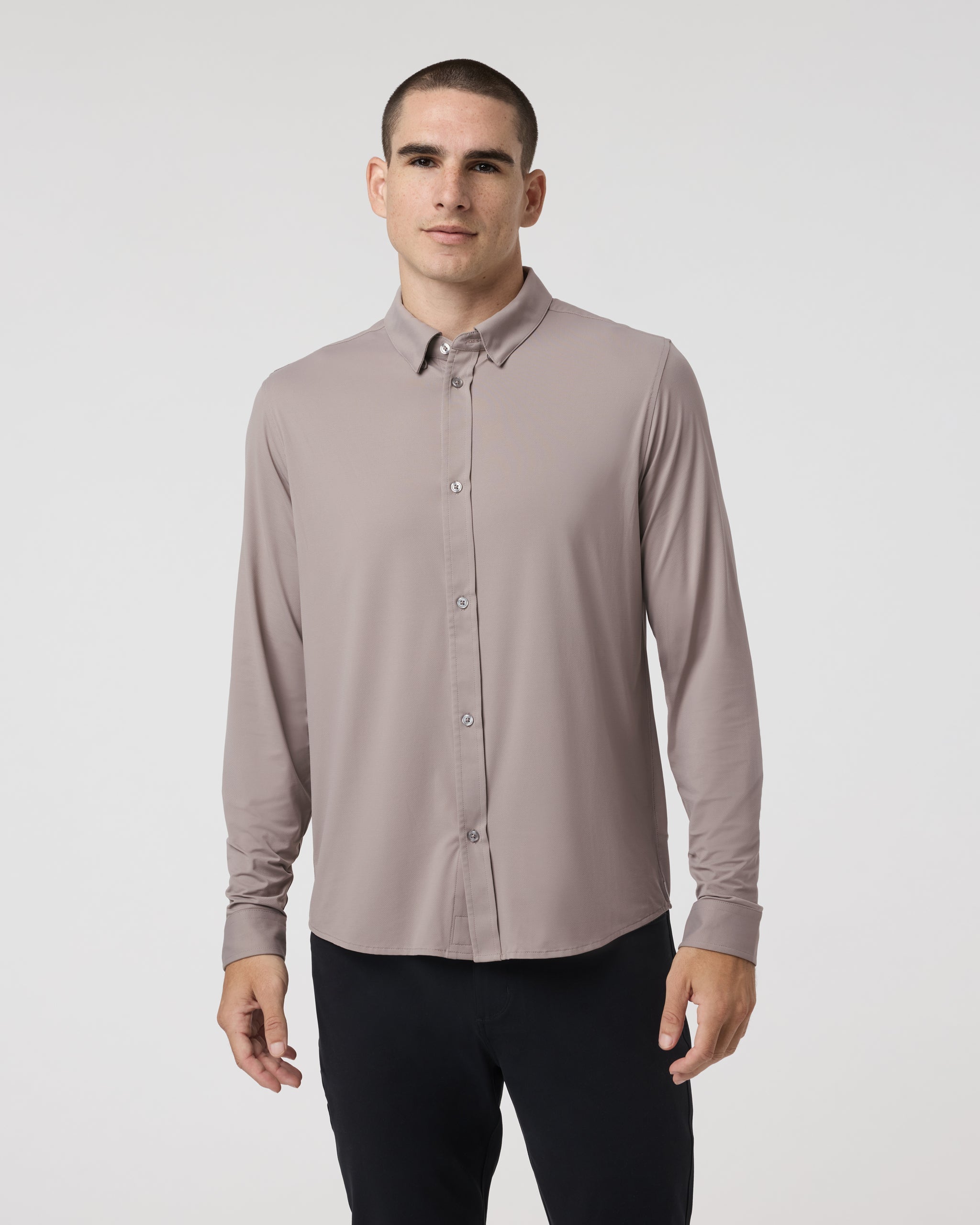 Long Sleeve TravelLite Button Down | Mocha