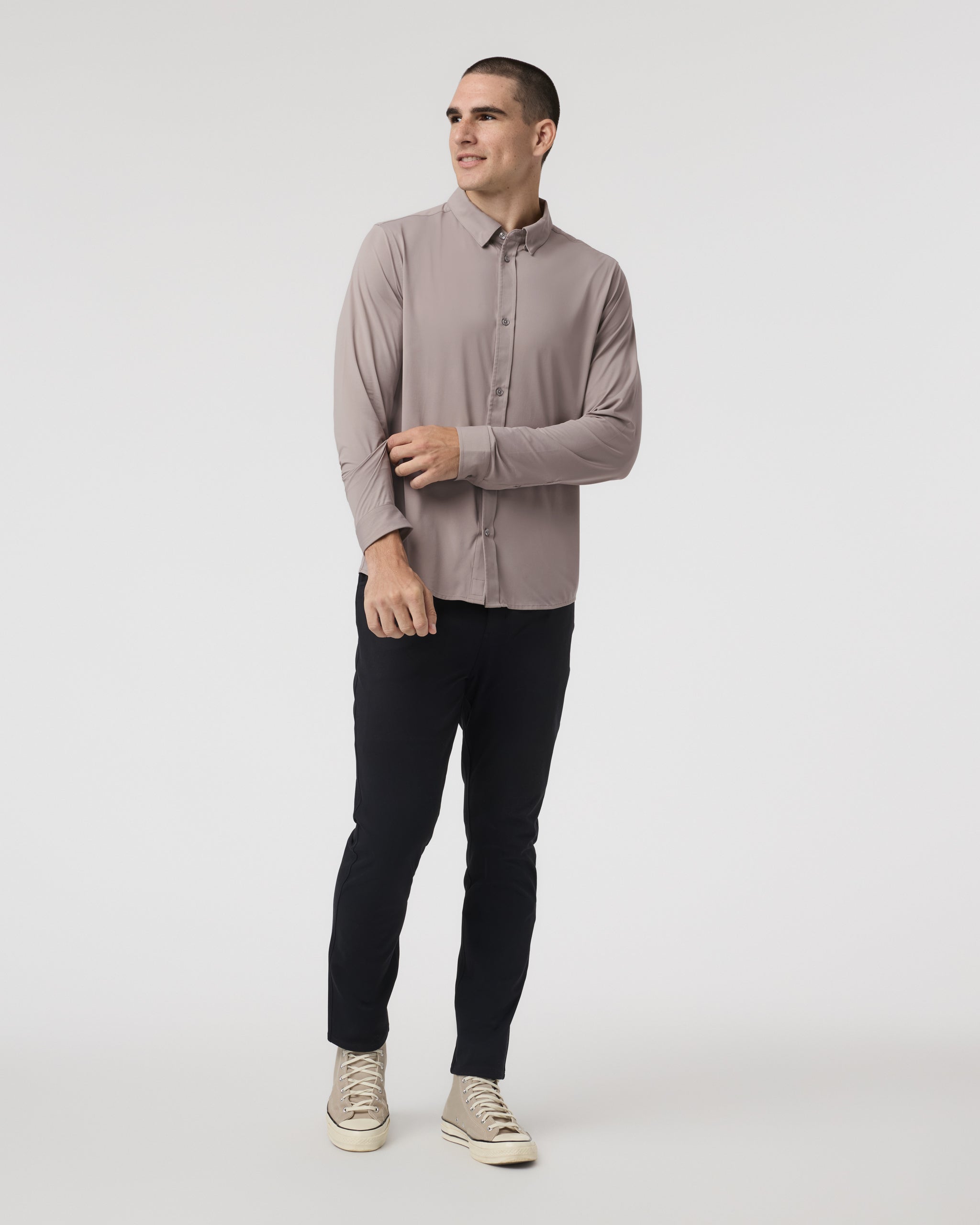 Long Sleeve TravelLite Button Down | Mocha