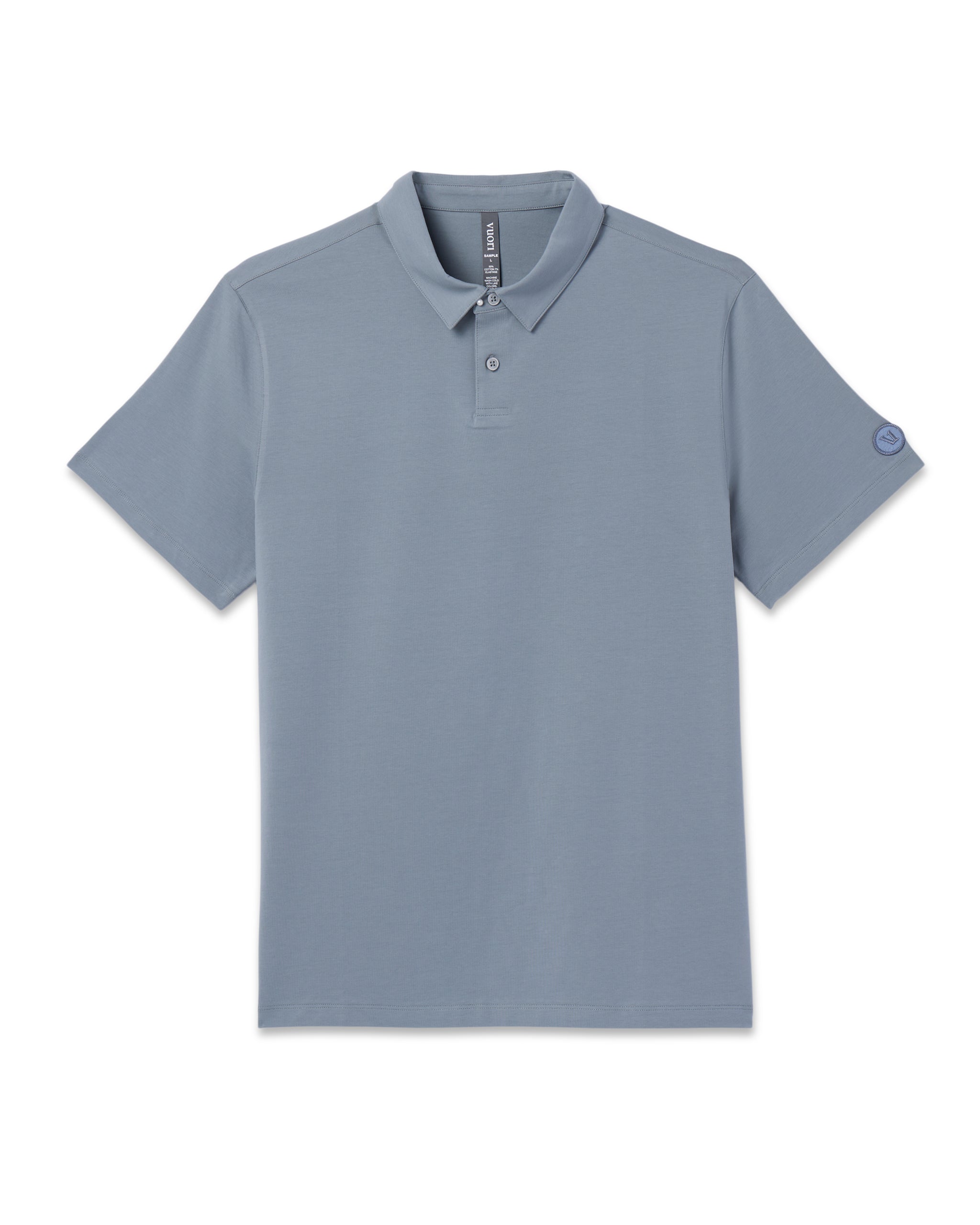 Short Sleeve Feather Polo | Dusty Blue