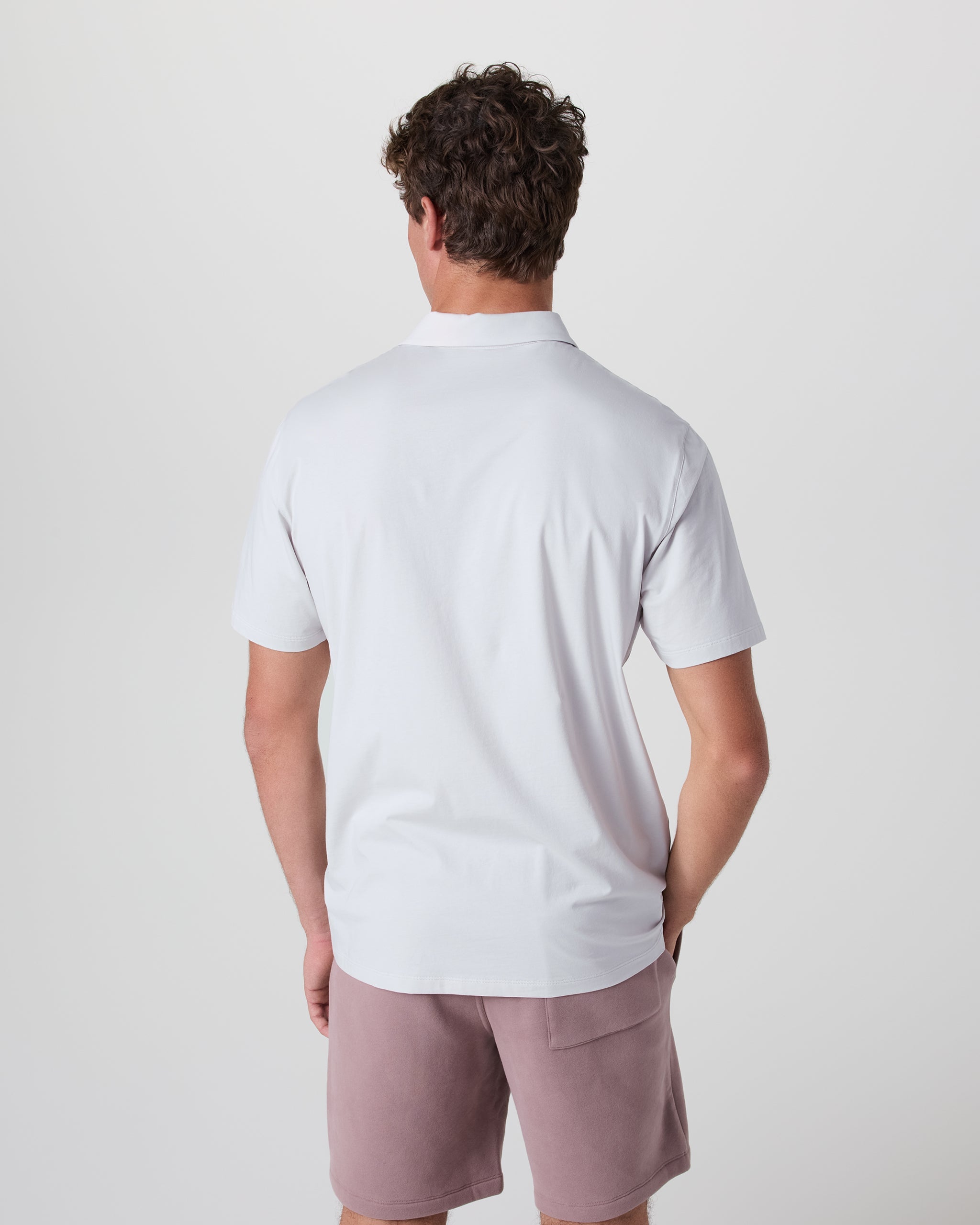 Short Sleeve Feather Polo | Frost Grey