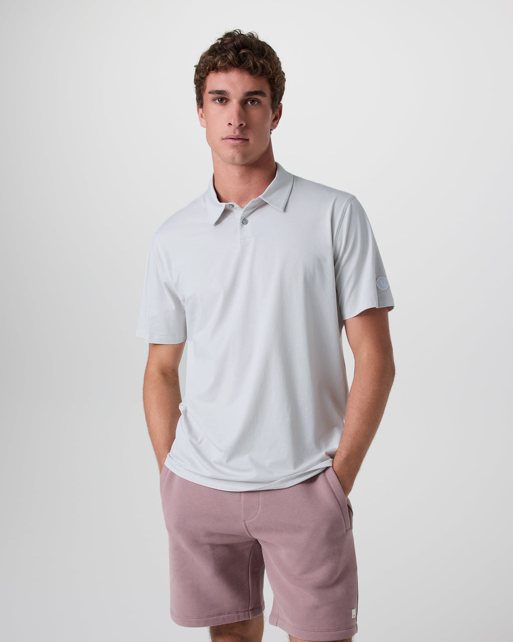 Short Sleeve Feather Polo | Frost Grey