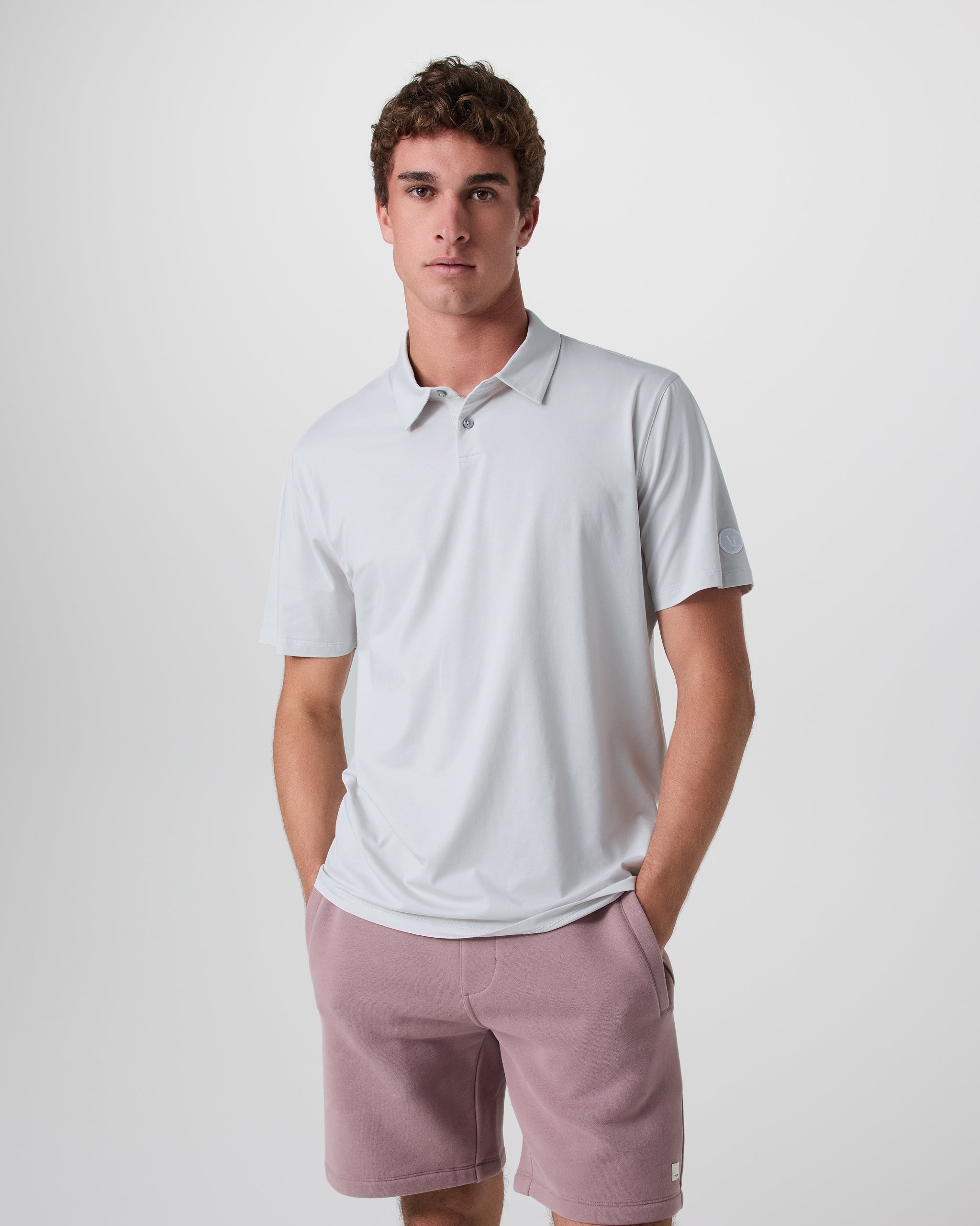 Short Sleeve Feather Polo | Frost Grey