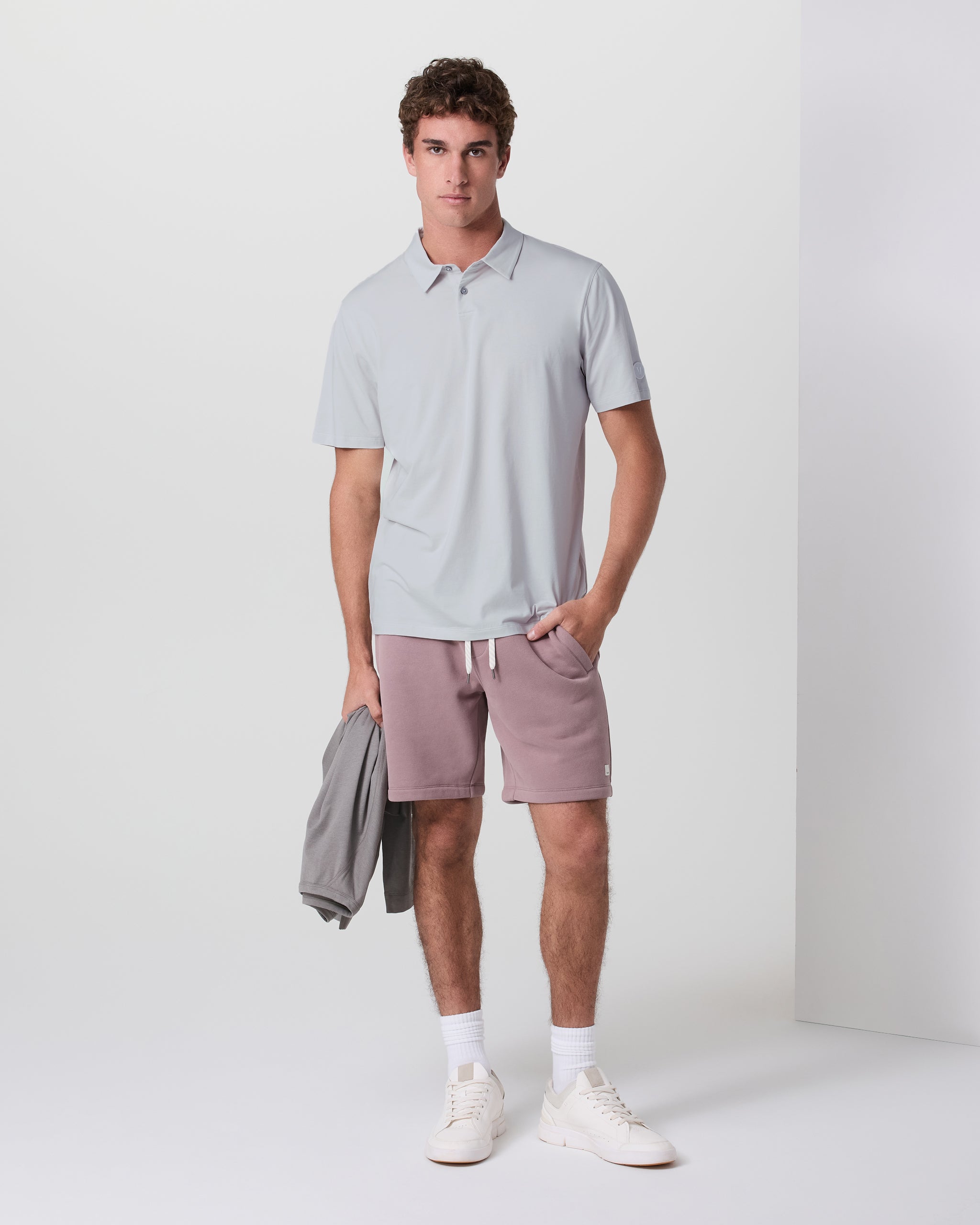 Short Sleeve Feather Polo | Frost Grey