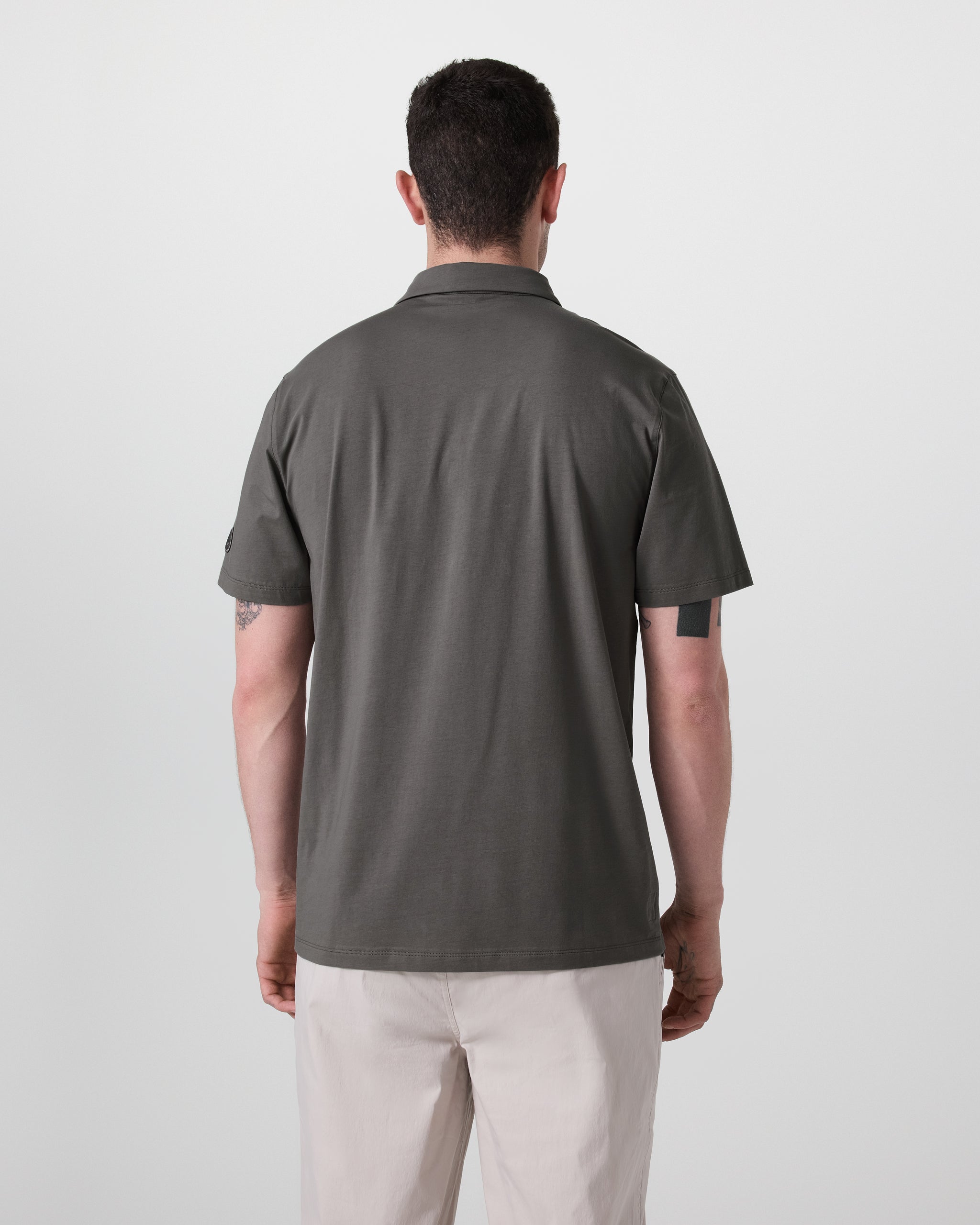 Short Sleeve Feather Polo | Warm Grey