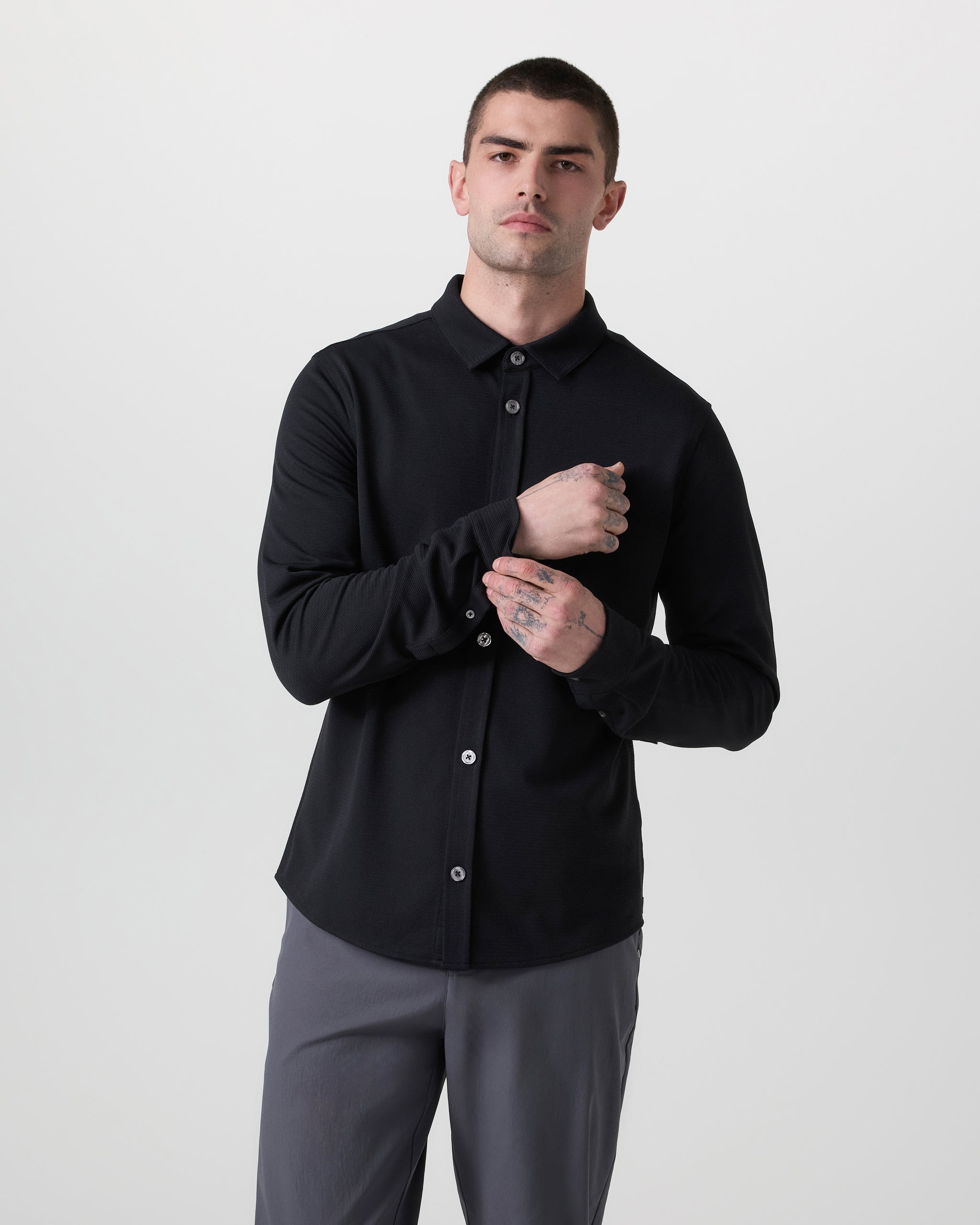 Long Sleeve North Beach Button Down | Black