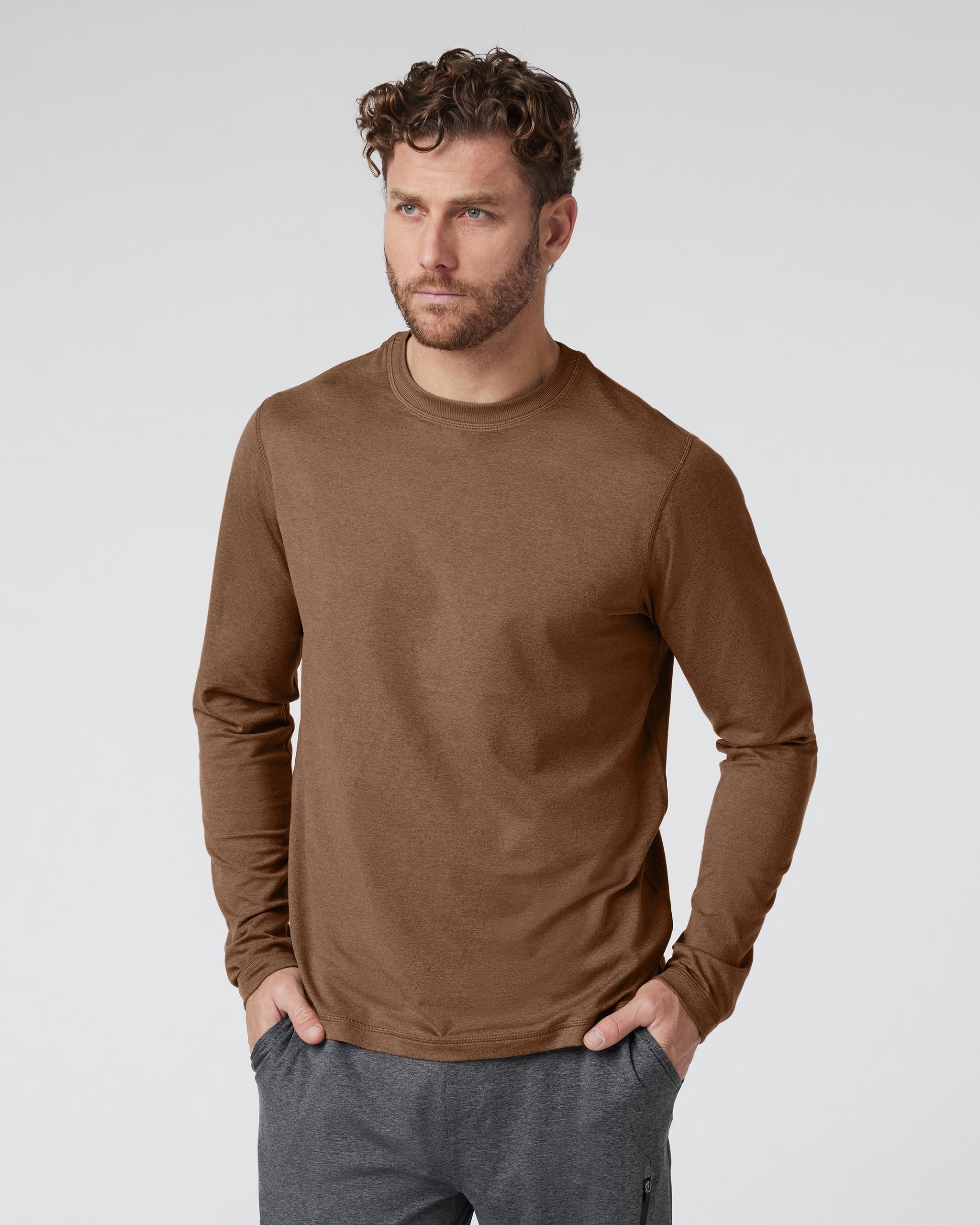 Long Sleeve Ponto Performance Tee | Pecan Heather