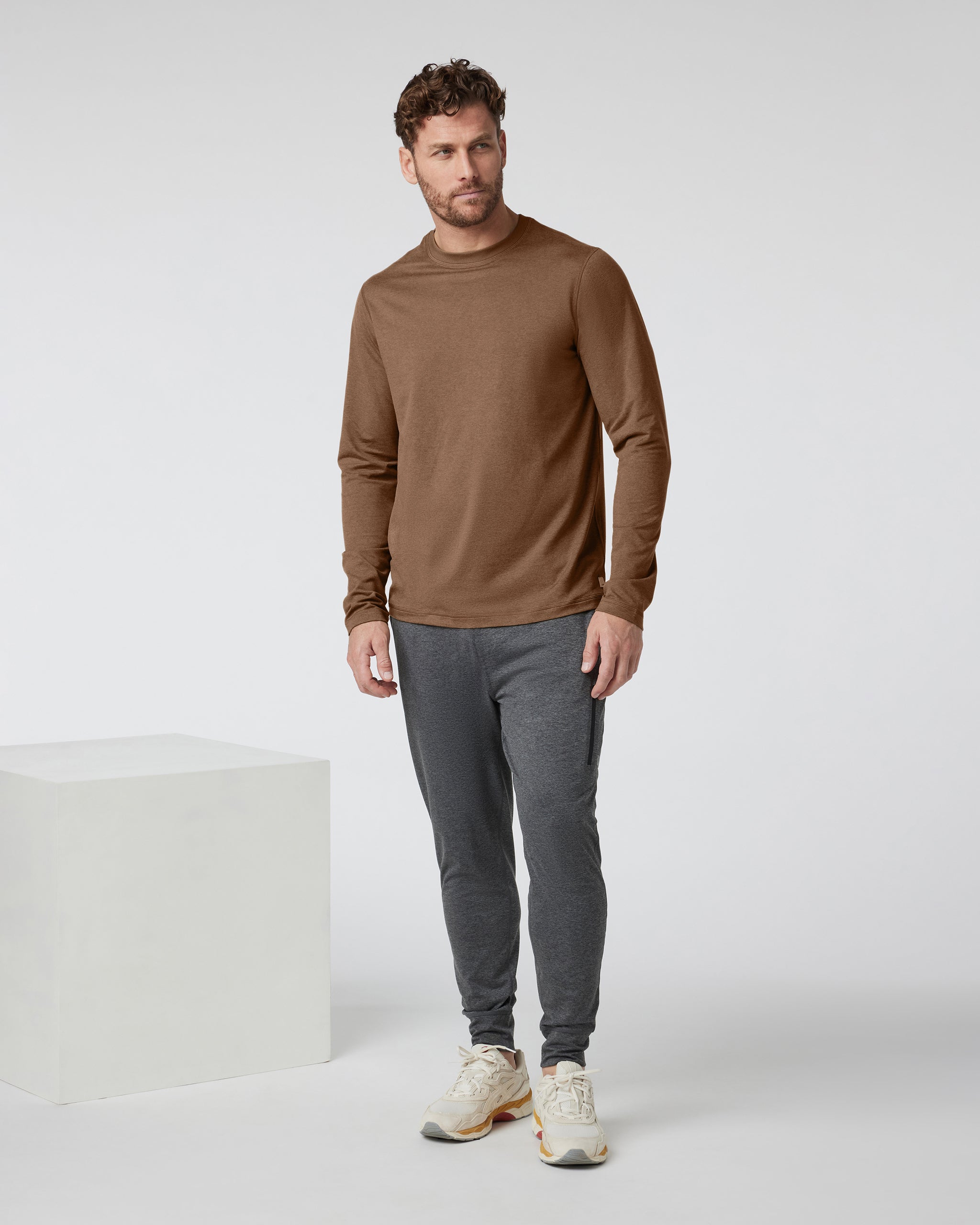 Long Sleeve Ponto Performance Tee | Pecan Heather