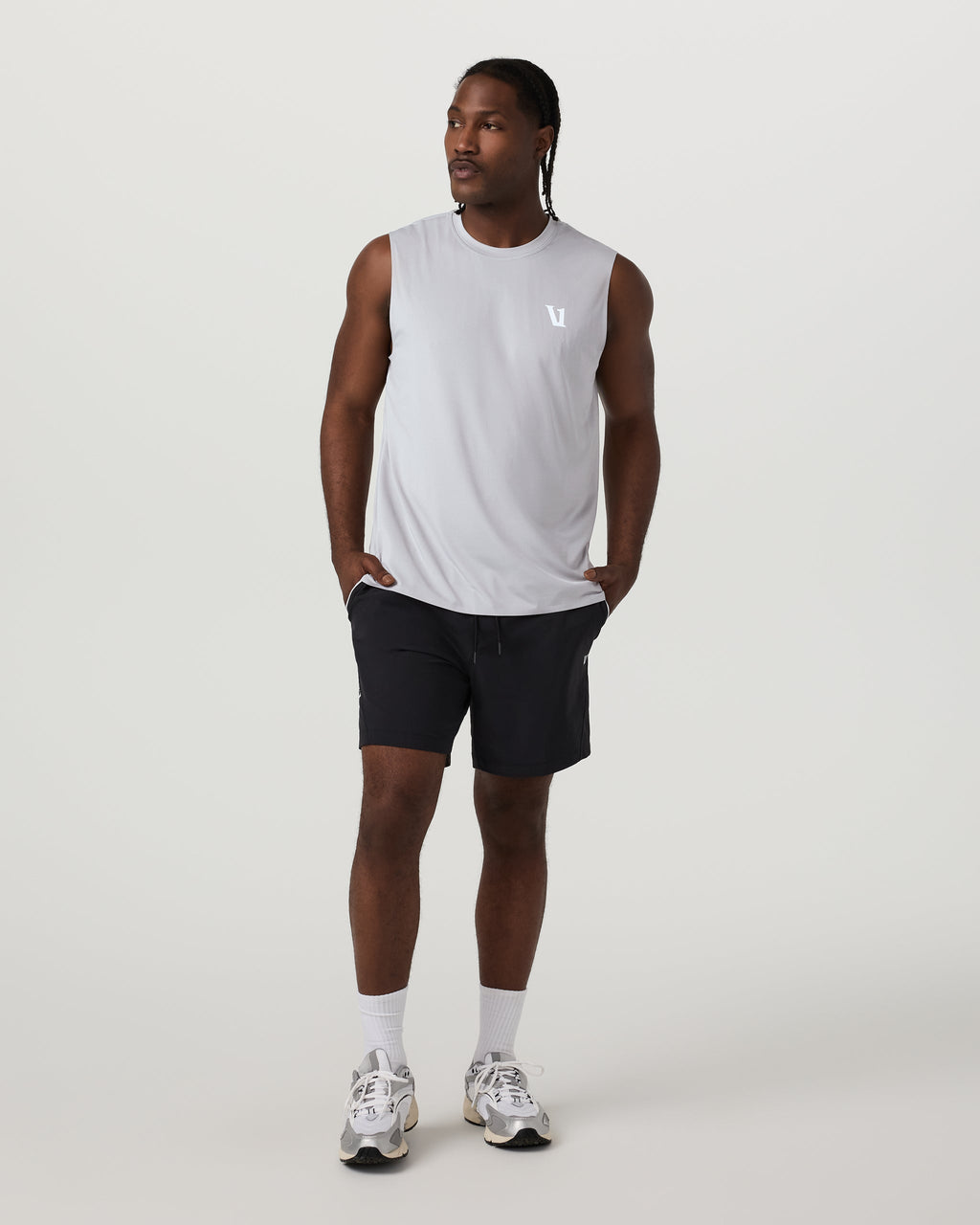 Viewpoint Muscle Tank | Amethyst Grey Logo Graphic