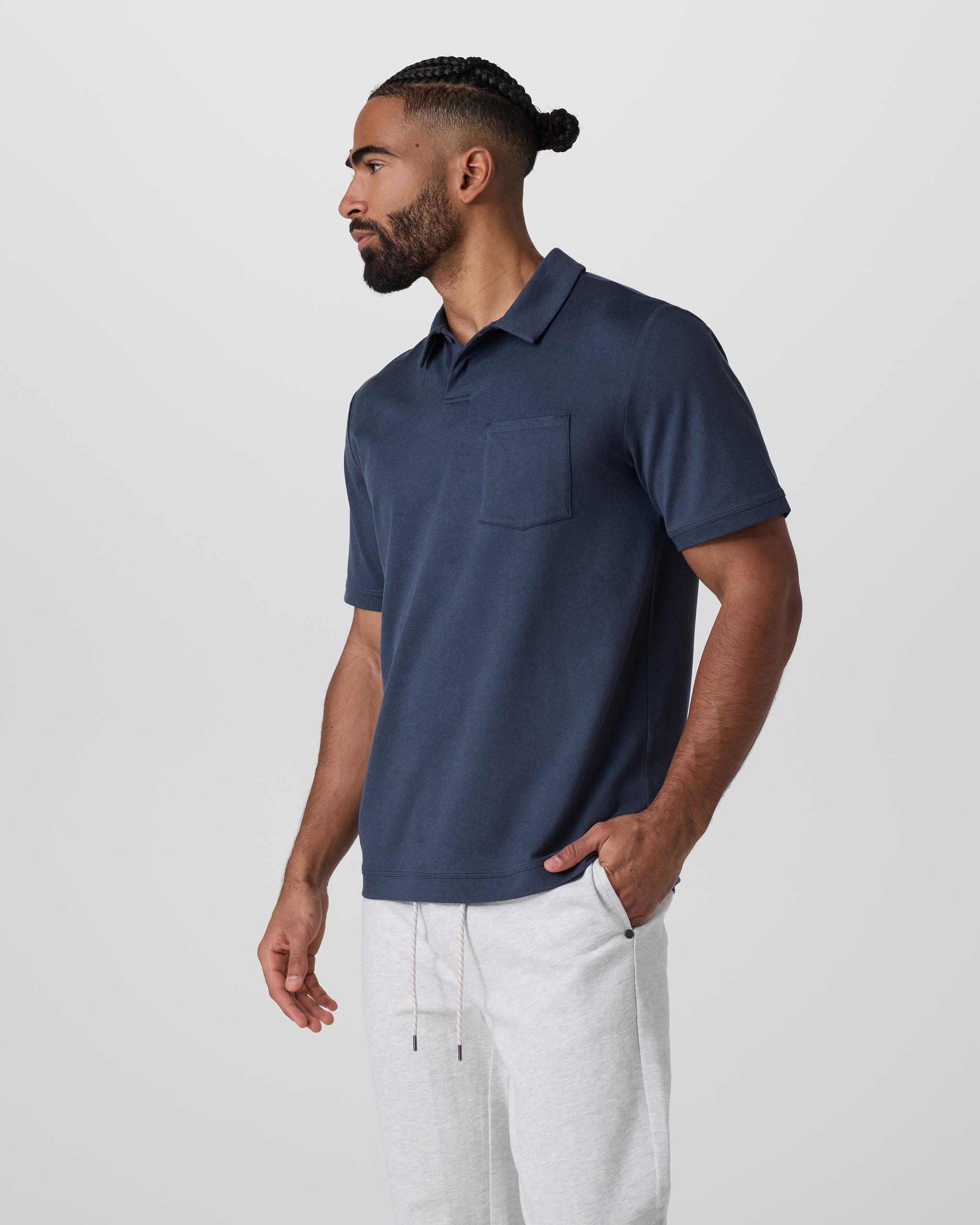 Short Sleeve Ponto Performance Polo | Azure Heather