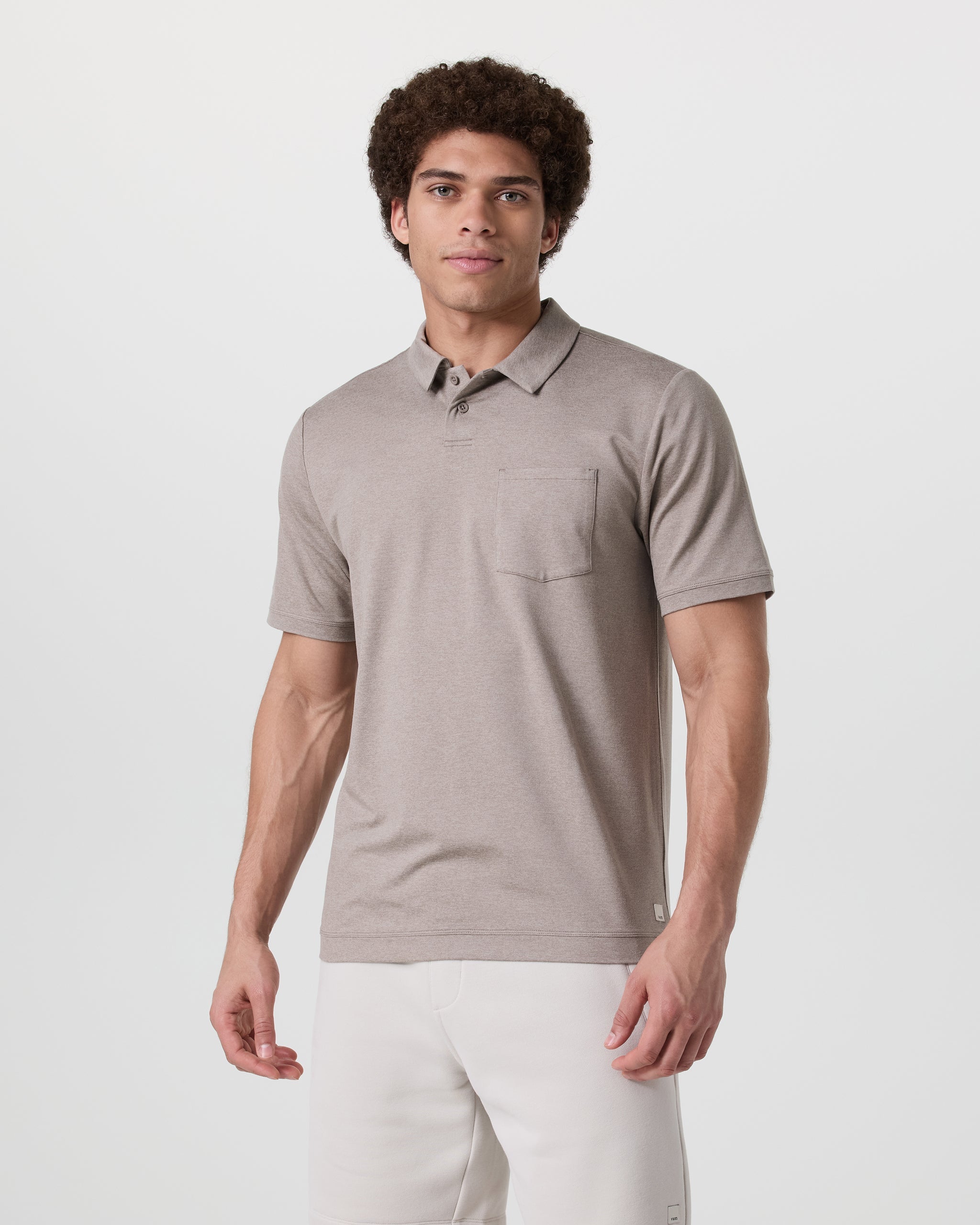 Short Sleeve Ponto Performance Polo | Mocha Heather