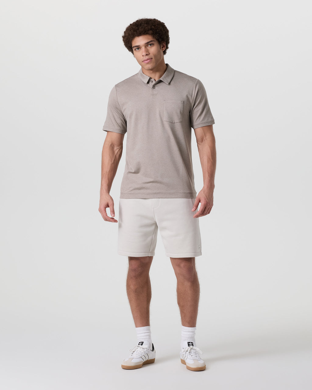 Short Sleeve Ponto Performance Polo | Mocha Heather