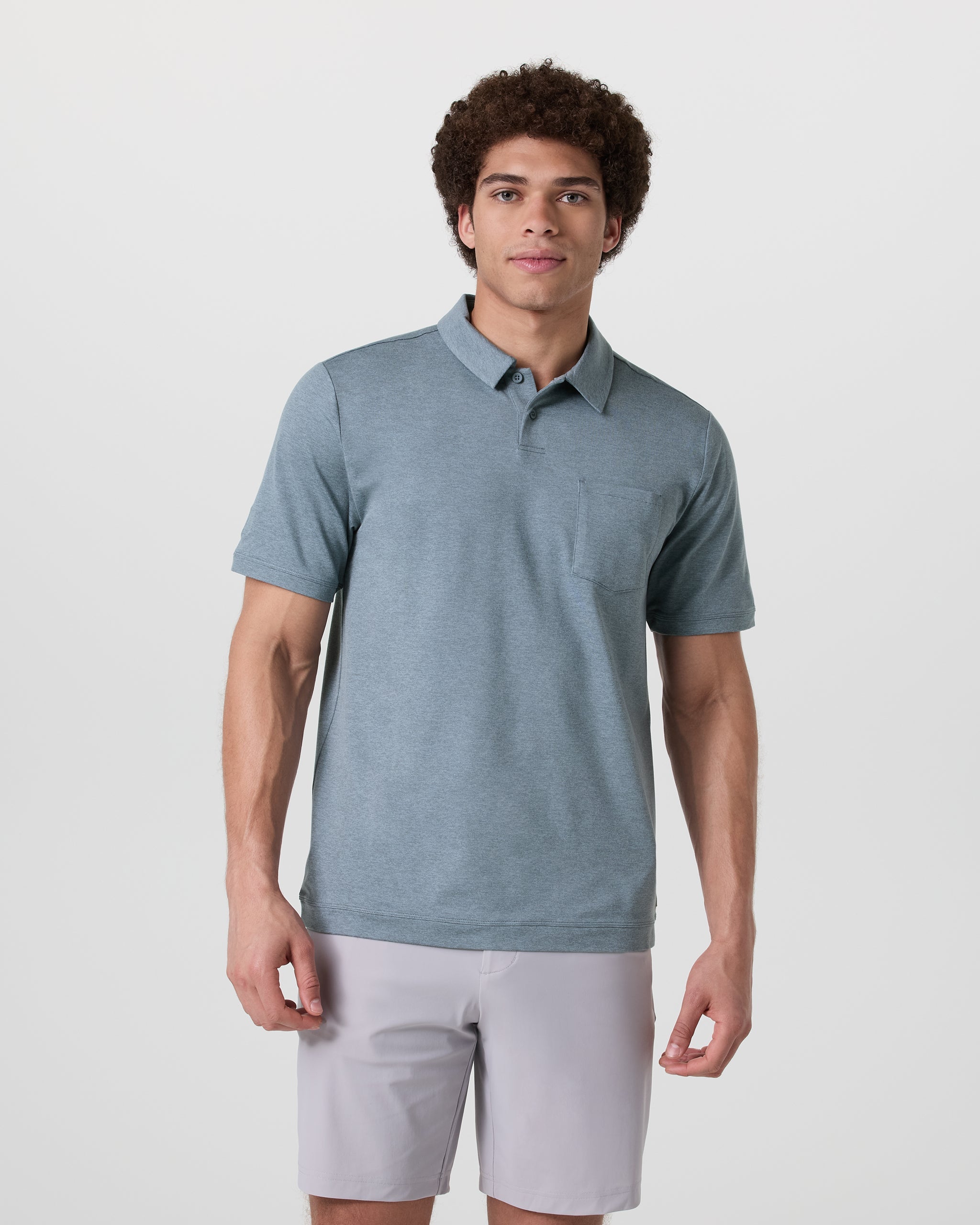 Short Sleeve Ponto Performance Polo | Dusty Blue Heather