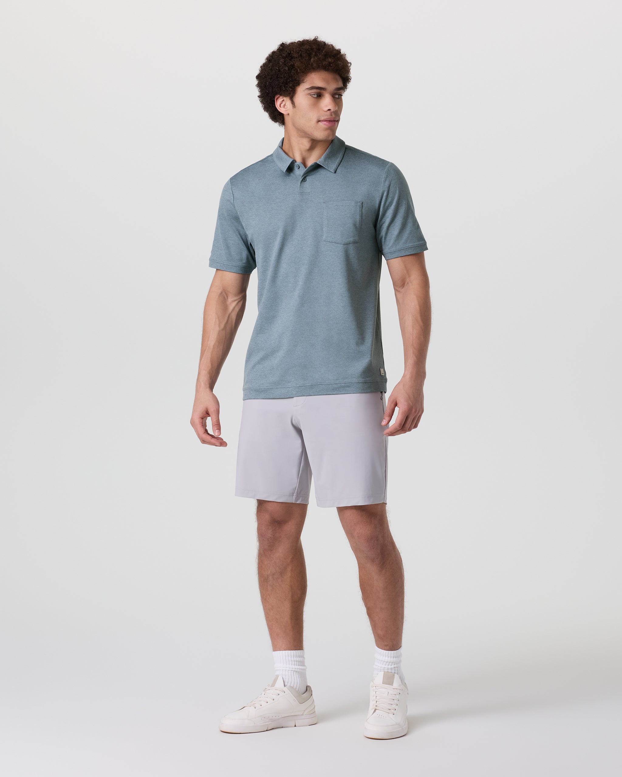 Short Sleeve Ponto Performance Polo | Dusty Blue Heather