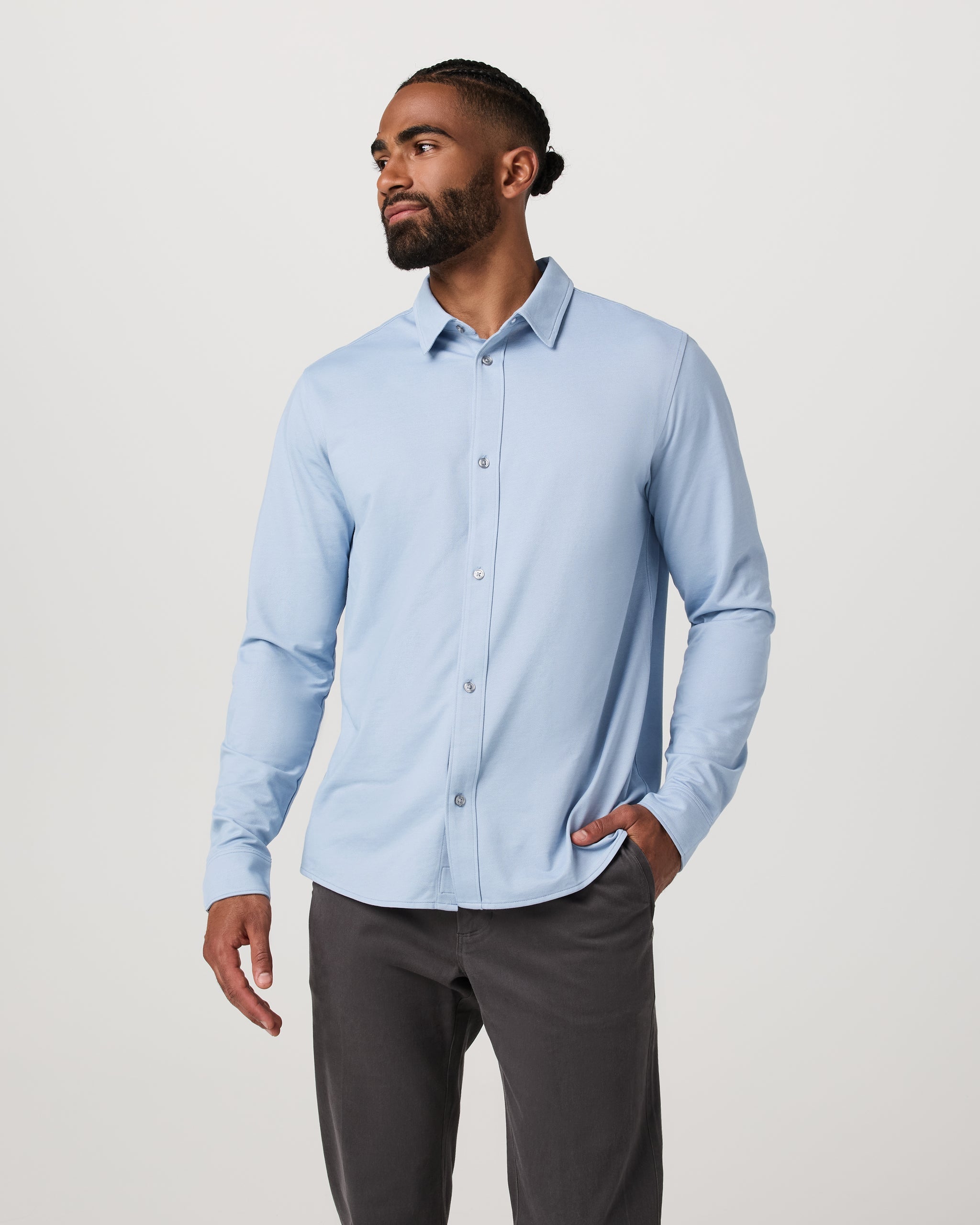 Long Sleeve Knit Oxford Button Down - Classic Fit | Blue Dusk