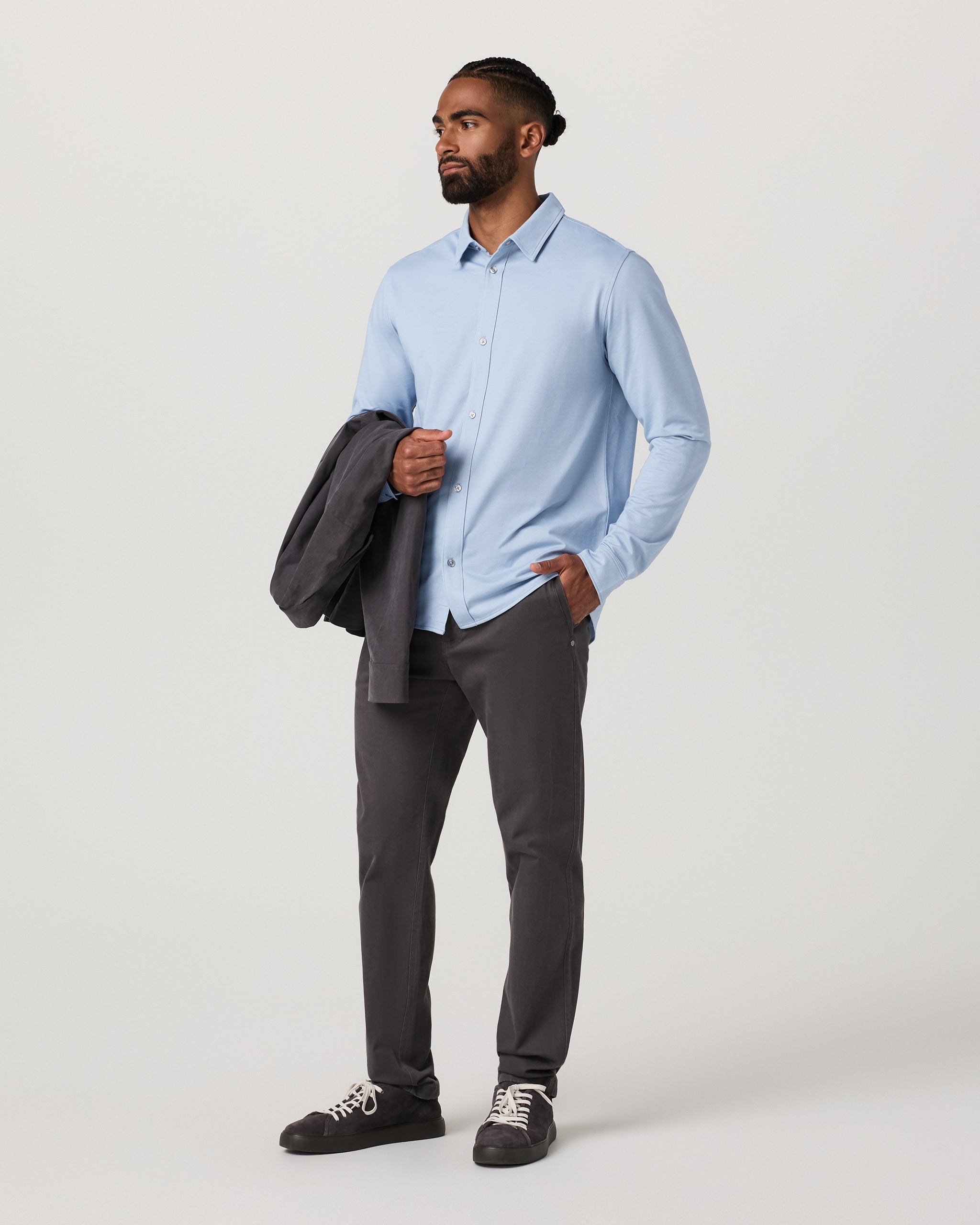 Long Sleeve Knit Oxford Button Down - Classic Fit | Blue Dusk