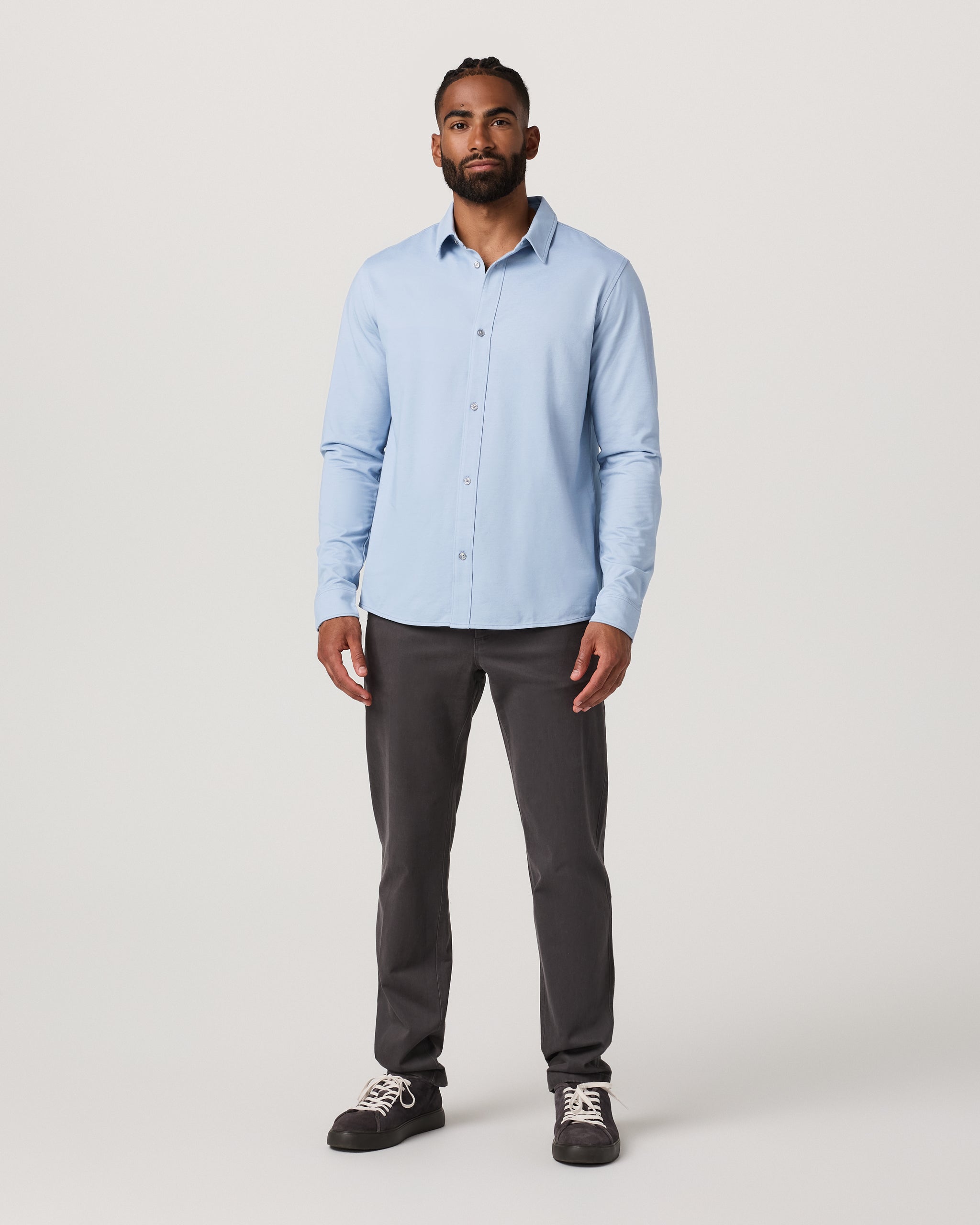 Long Sleeve Knit Oxford Button Down - Classic Fit | Blue Dusk