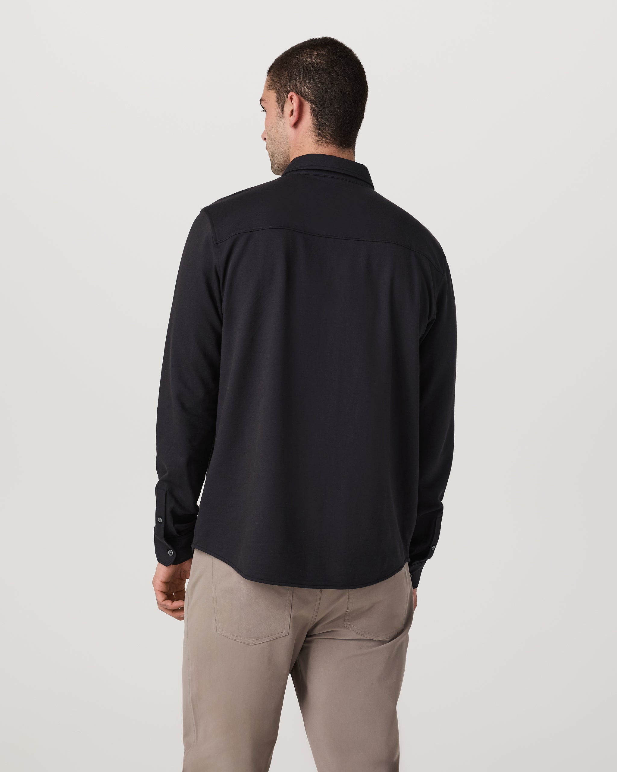Long Sleeve Knit Oxford Button Down - Classic Fit | Black