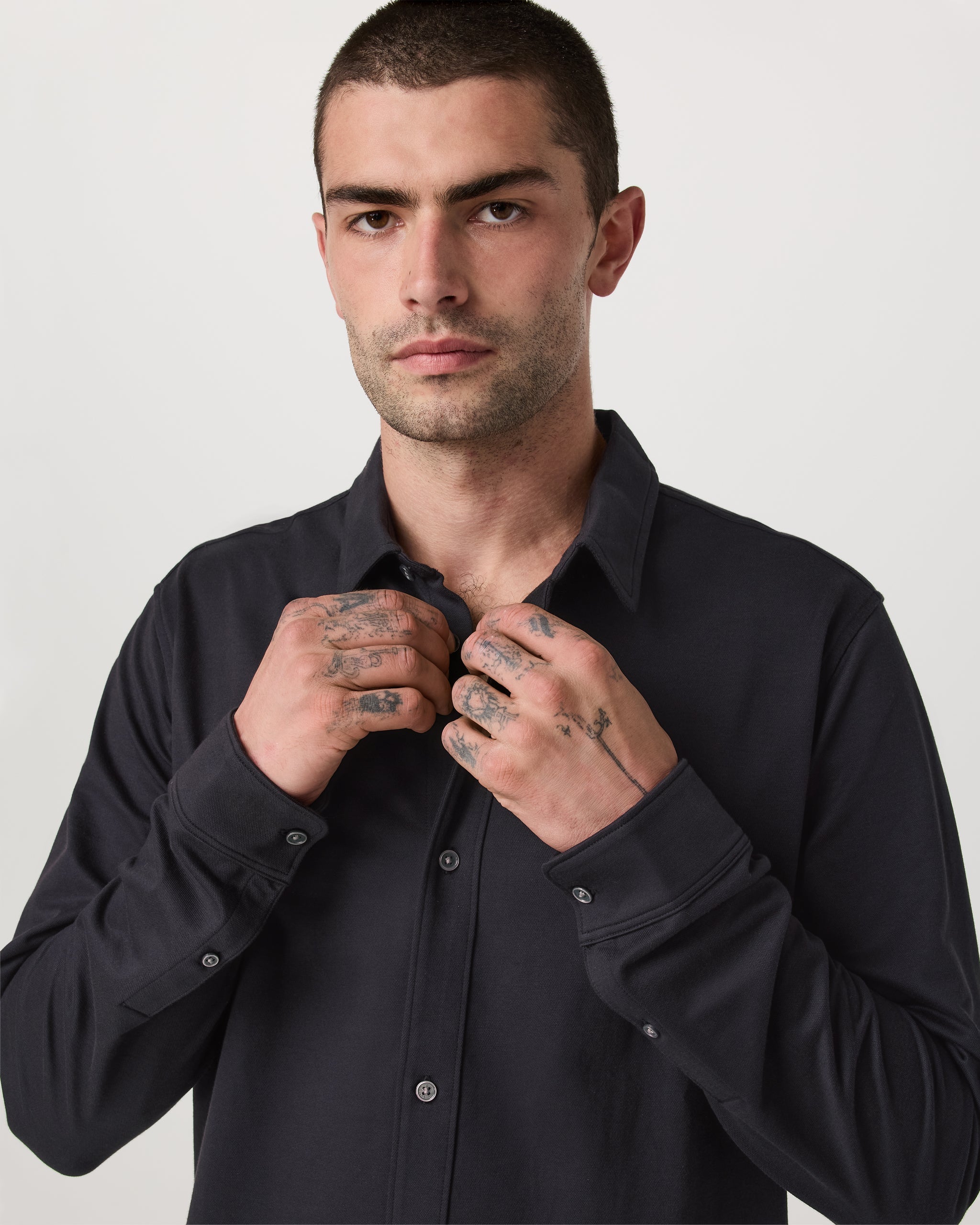 Long Sleeve Knit Oxford Button Down - Classic Fit | Black
