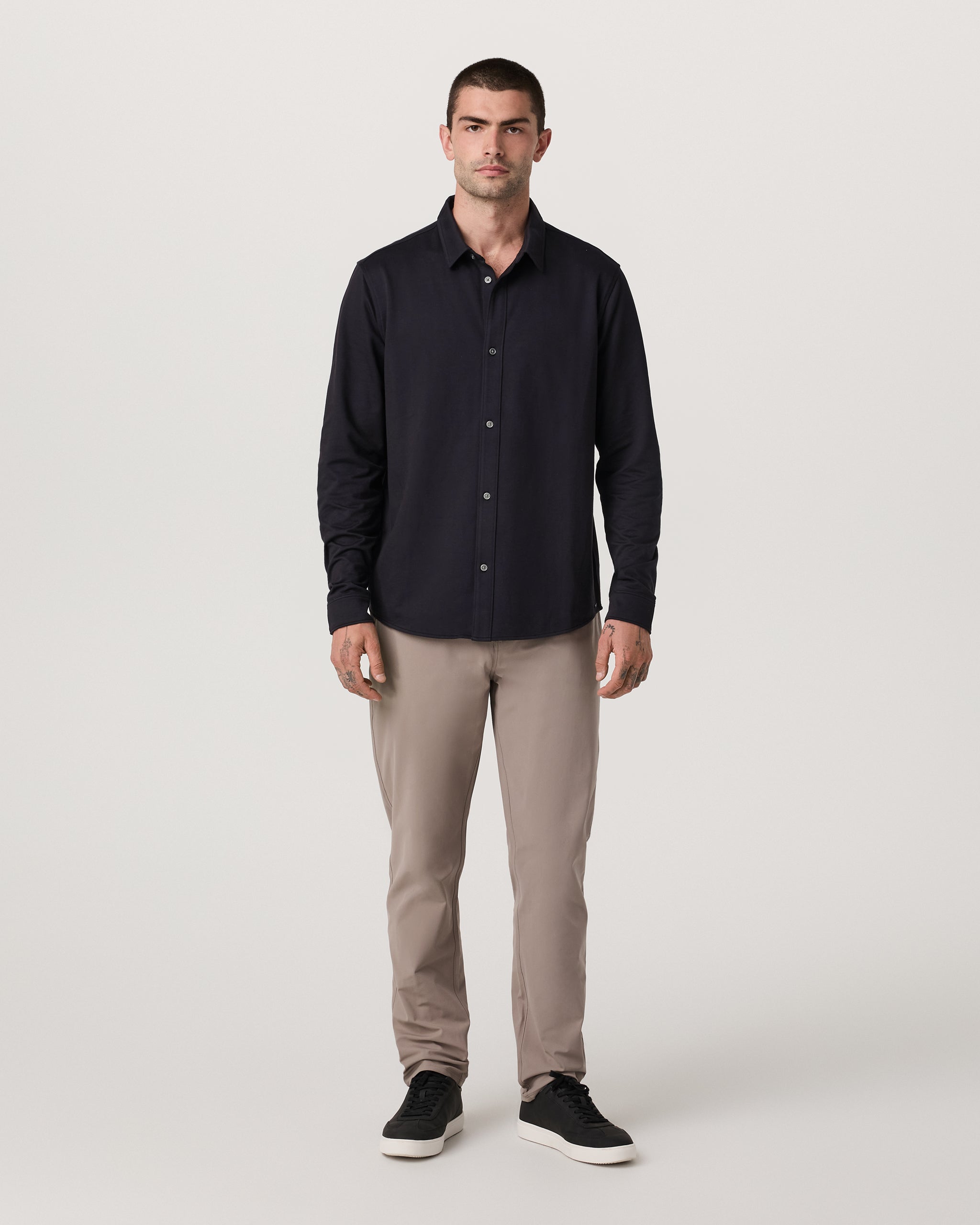 Long Sleeve Knit Oxford Button Down - Classic Fit | Black