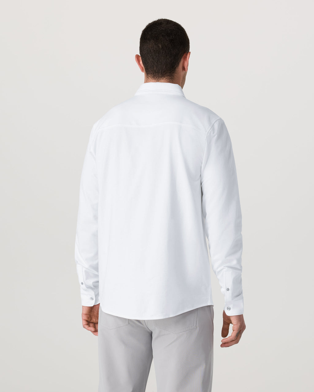 Long Sleeve Knit Oxford Button Down - Classic Fit | White