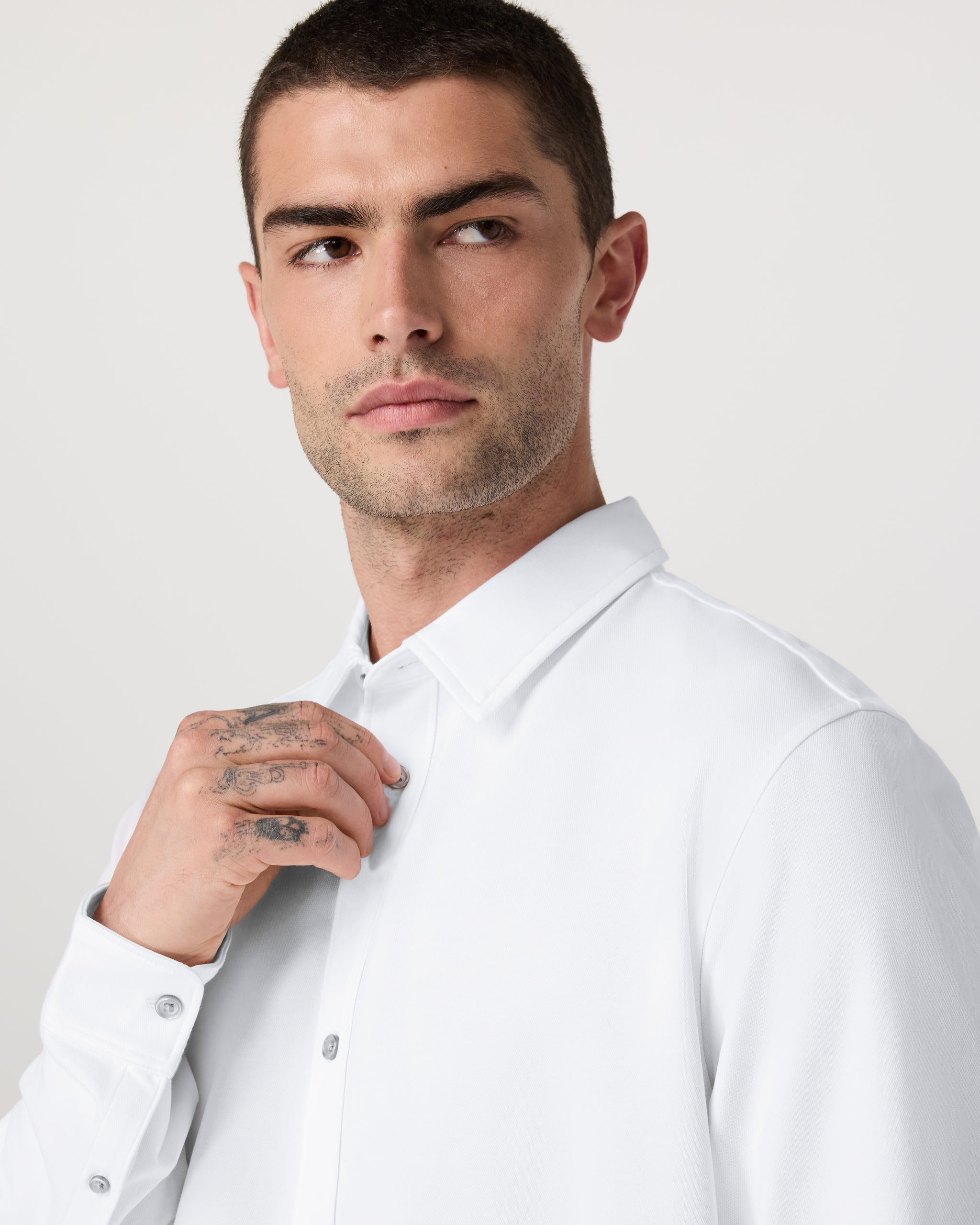 Long Sleeve Knit Oxford Button Down - Classic Fit | White