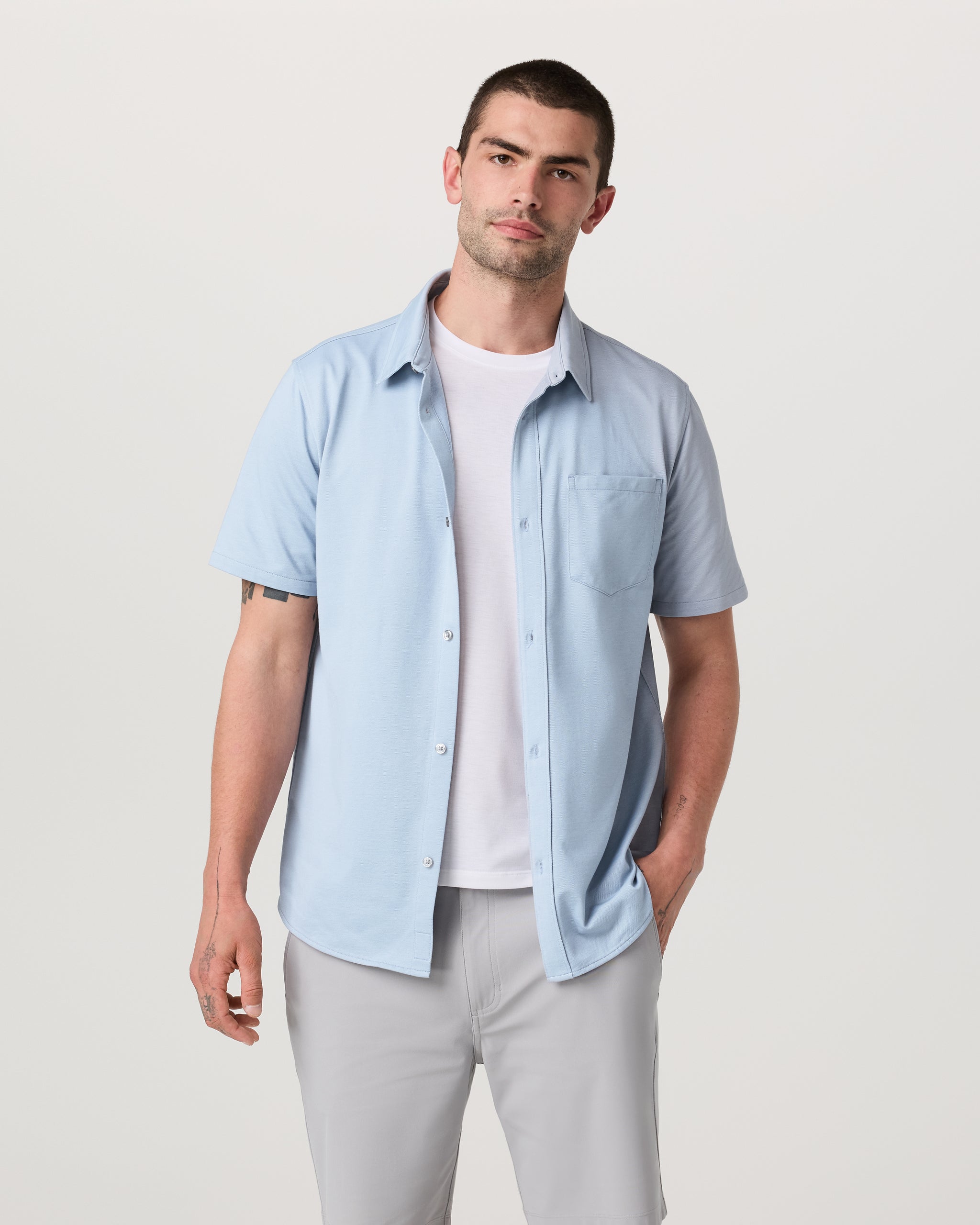 Short Sleeve Knit Oxford Button Down - Classic Fit | Blue Dusk