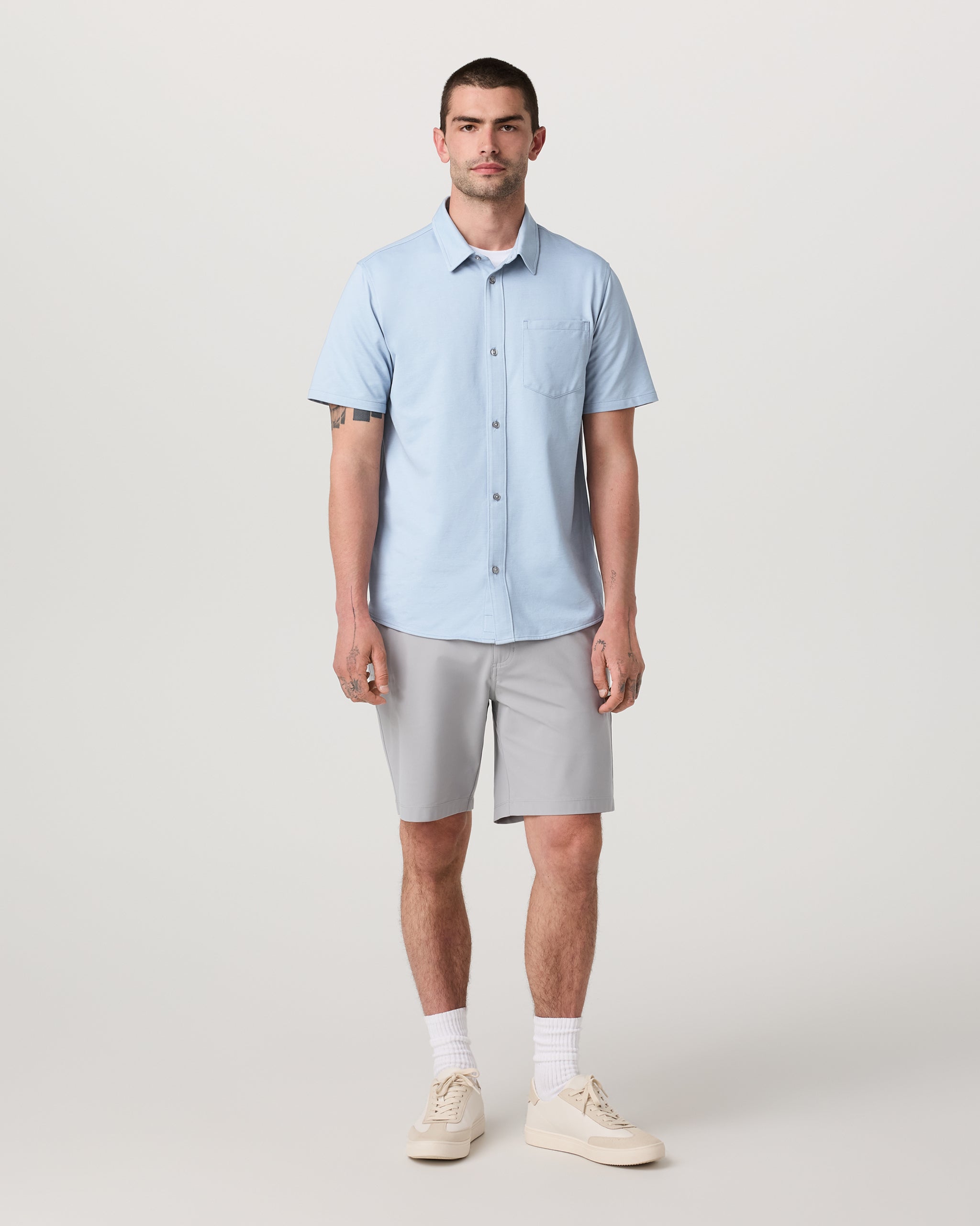 Short Sleeve Knit Oxford Button Down - Classic Fit | Blue Dusk