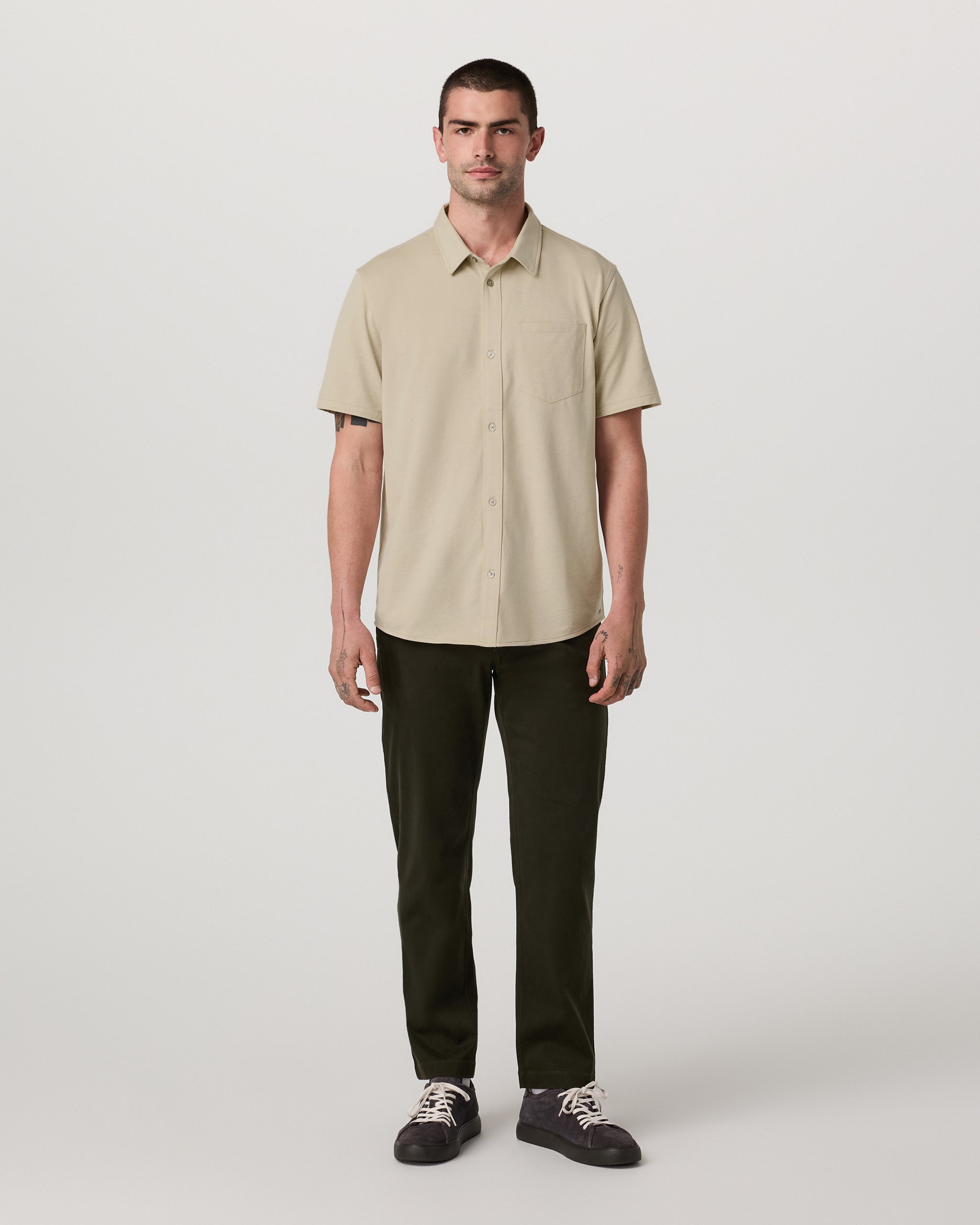 Short Sleeve Knit Oxford Button Down - Classic Fit | Trench