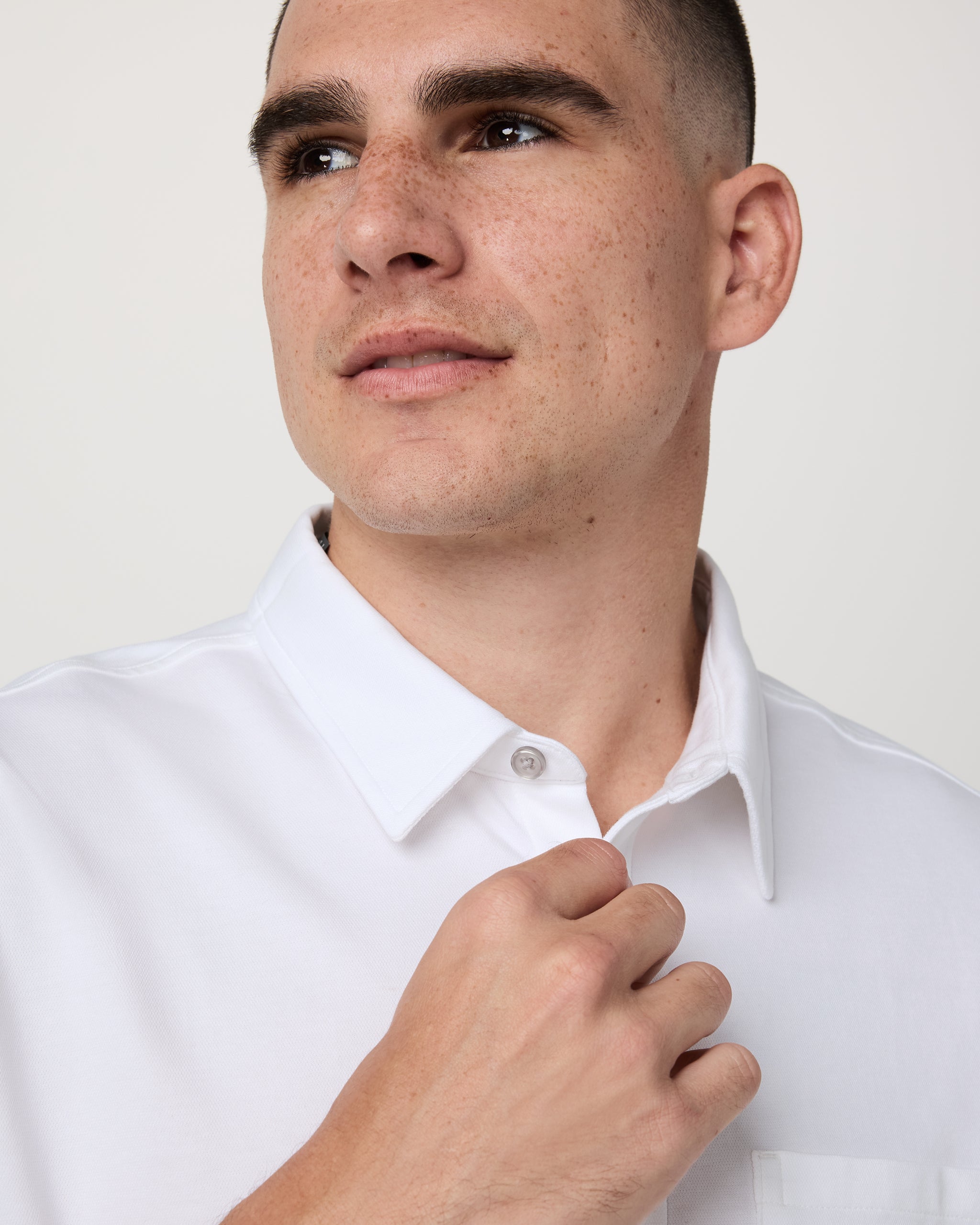 Short Sleeve Knit Oxford Button Down - Classic Fit | White