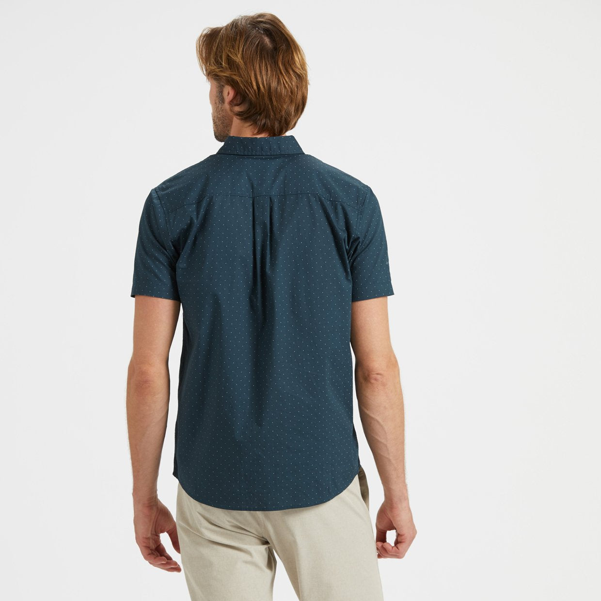 Crest Short-Sleeve Button-Down | Indigo Micro Dot