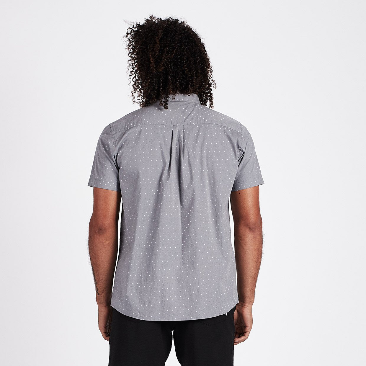 Crest Short Sleeve Button-Down | Grey Micro Dot