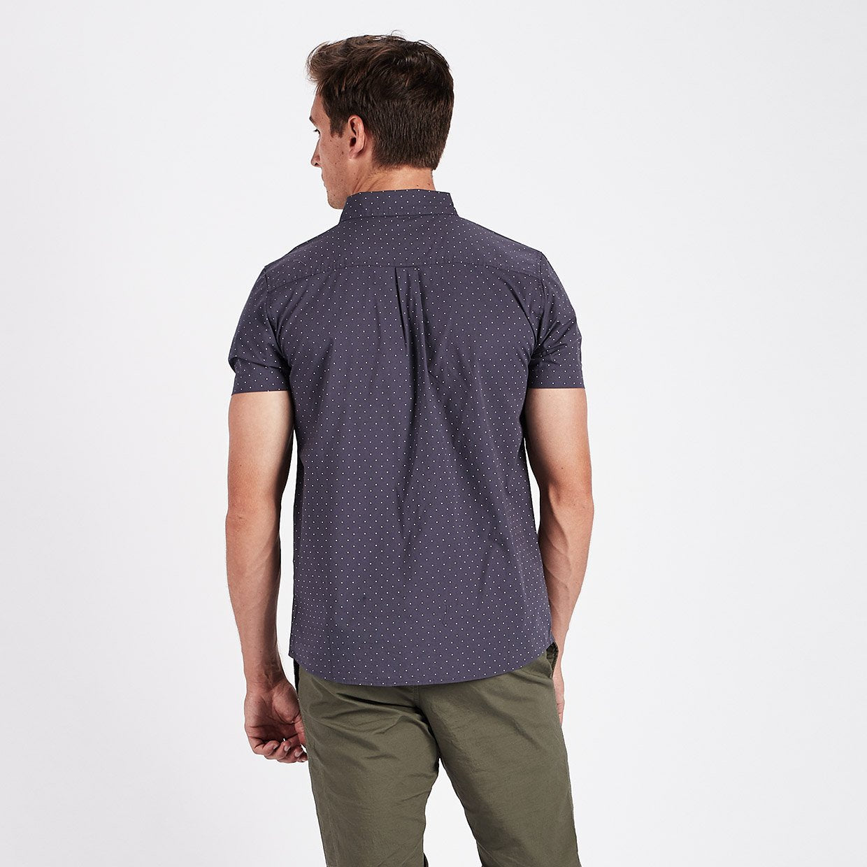 Crest Short Sleeve Button-Down | Navy Micro Dot