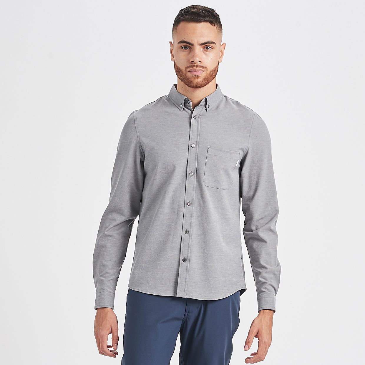 Bishop Long-Sleeve Button-Down | Light Grey