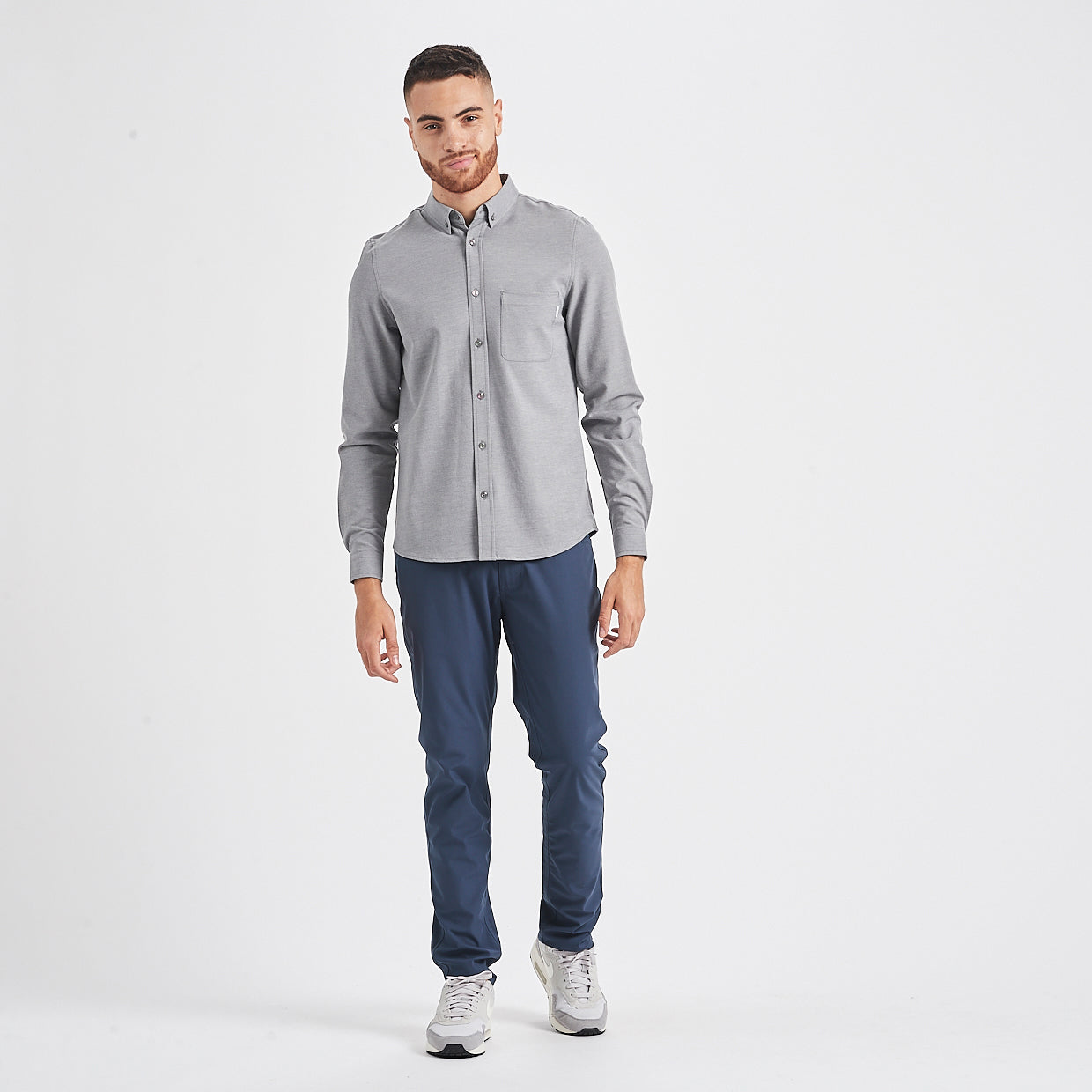 Bishop Long-Sleeve Button-Down | Light Grey