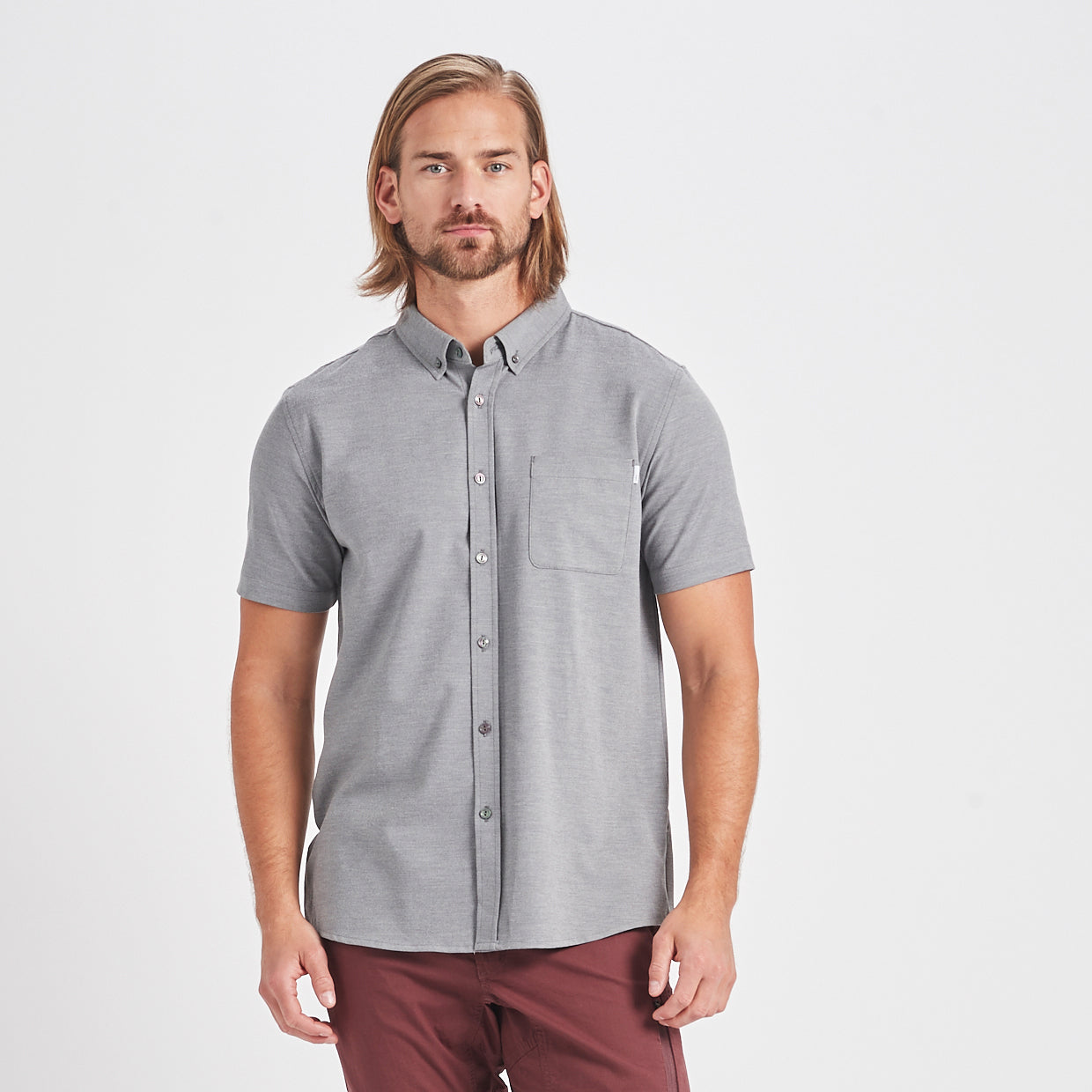 Bishop Short-Sleeve Button-Down | Light Grey