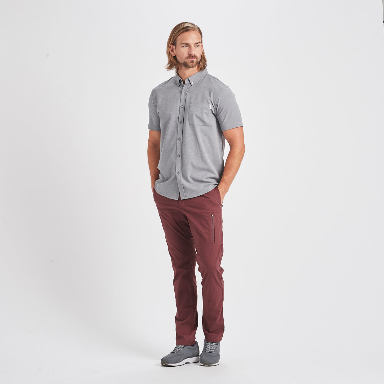 Bishop Short-Sleeve Button-Down | Light Grey