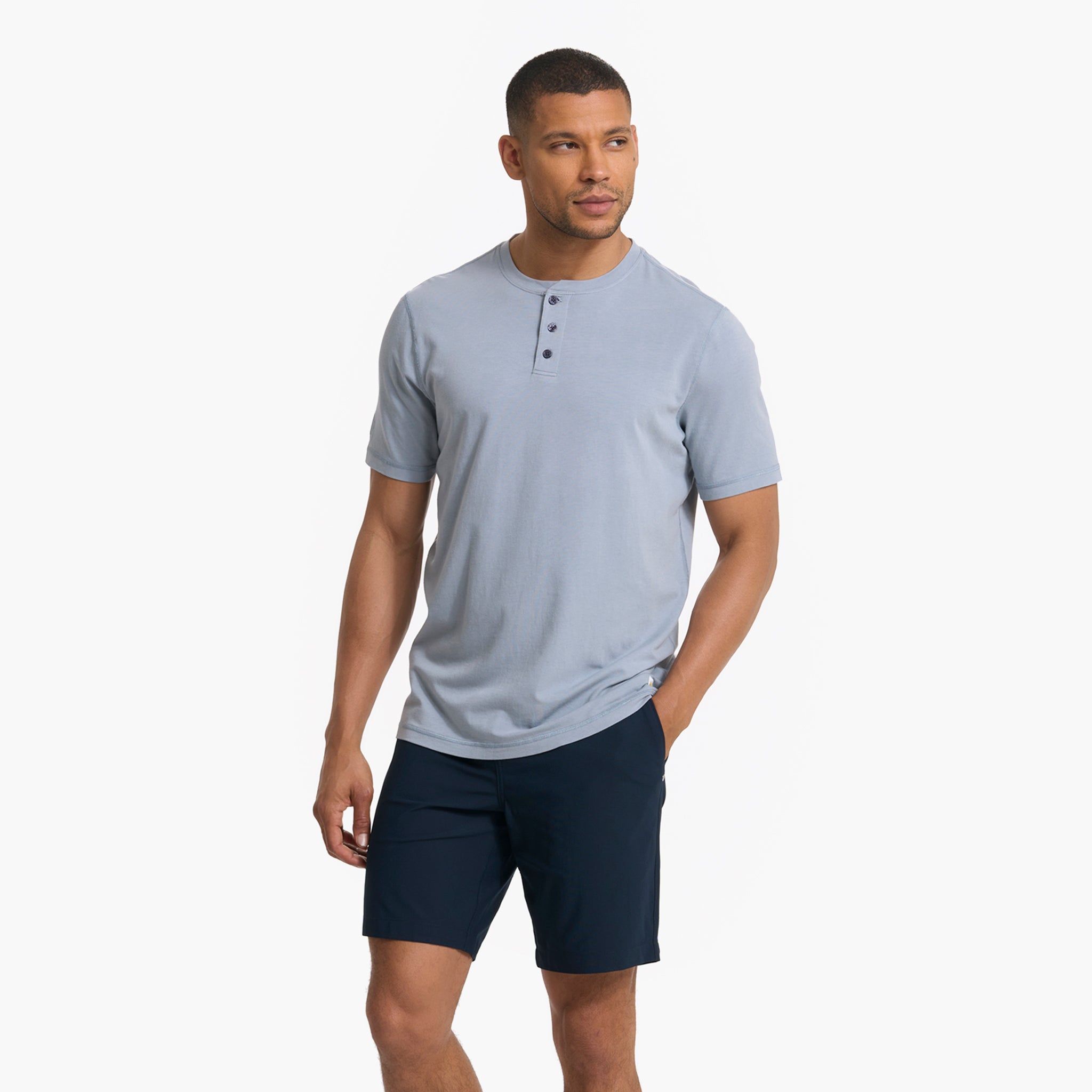 Short Sleeve Tuvalu Henley | Light Cloud