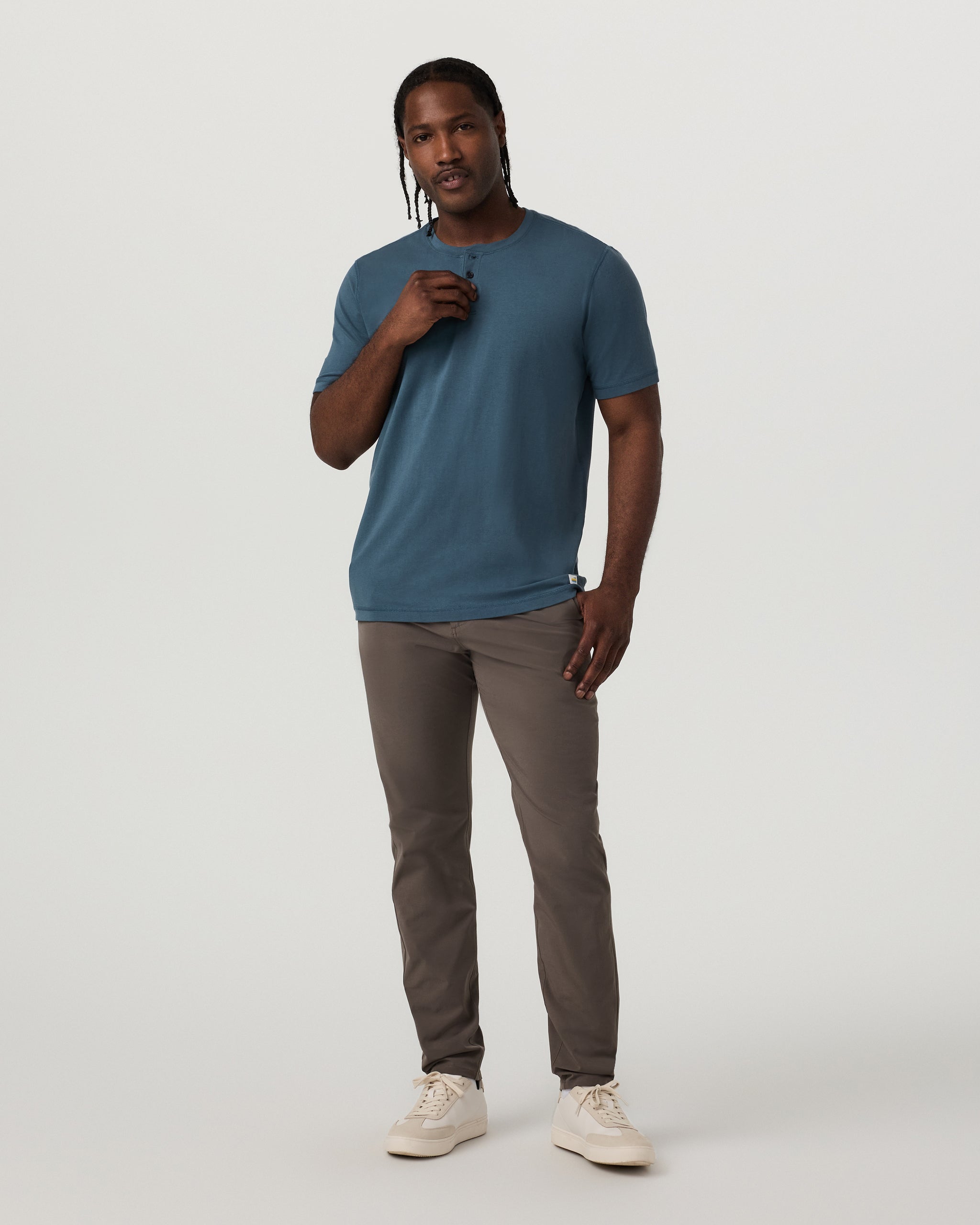 Short Sleeve Tuvalu Henley | Light Deep Sea